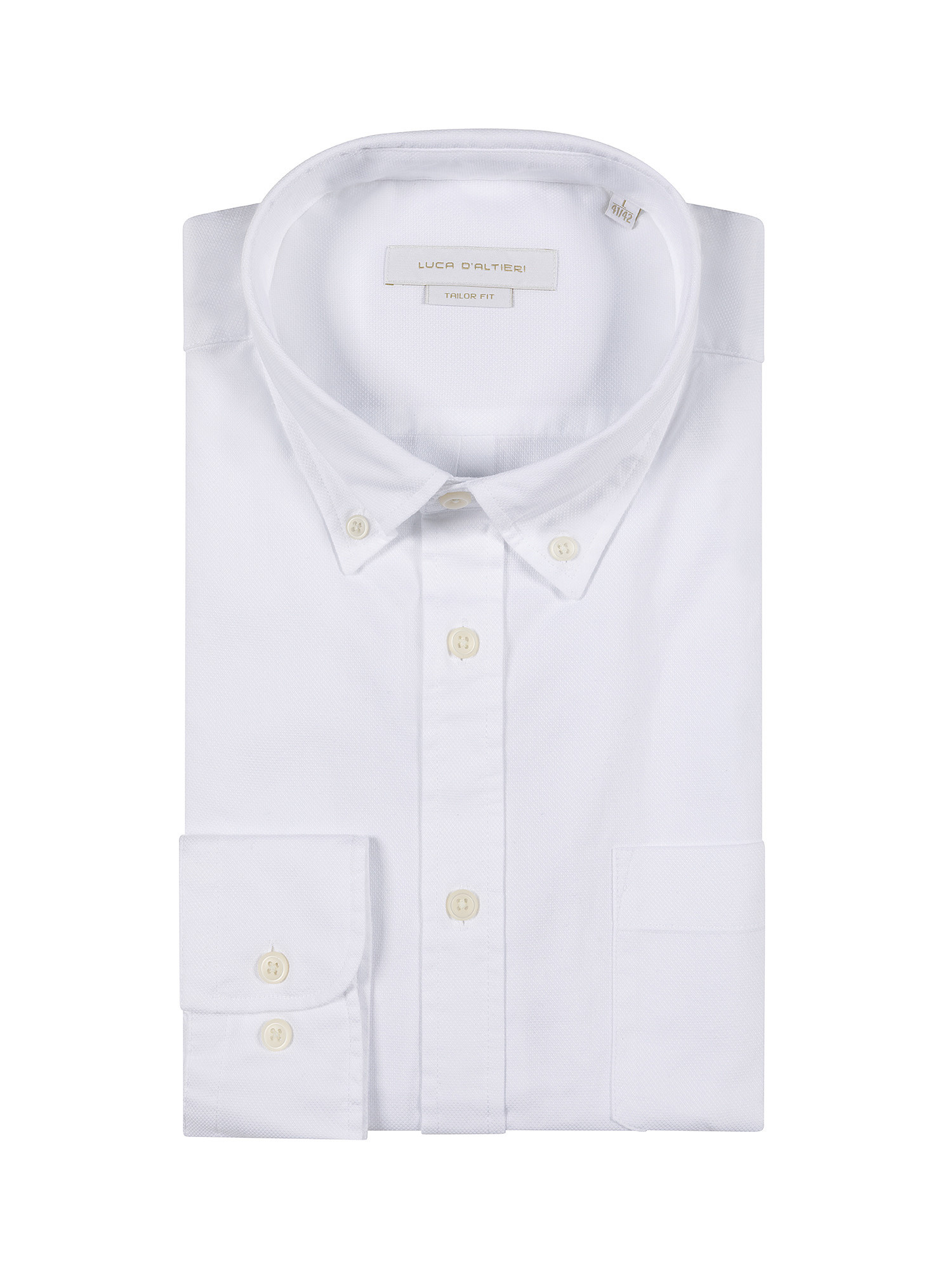 Camicia tailor fit tessuto armaturato, Bianco, large