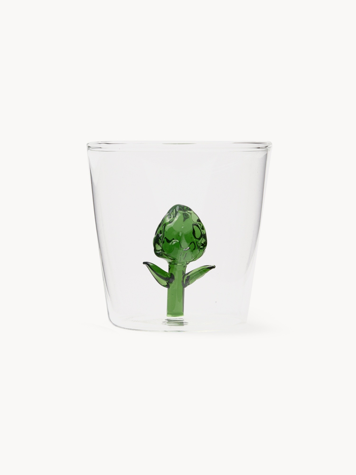 Glass tumbler with artichoke detail, Transparent, large image number 0