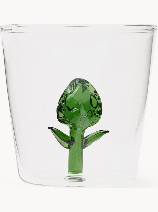 Glass tumbler with artichoke detail