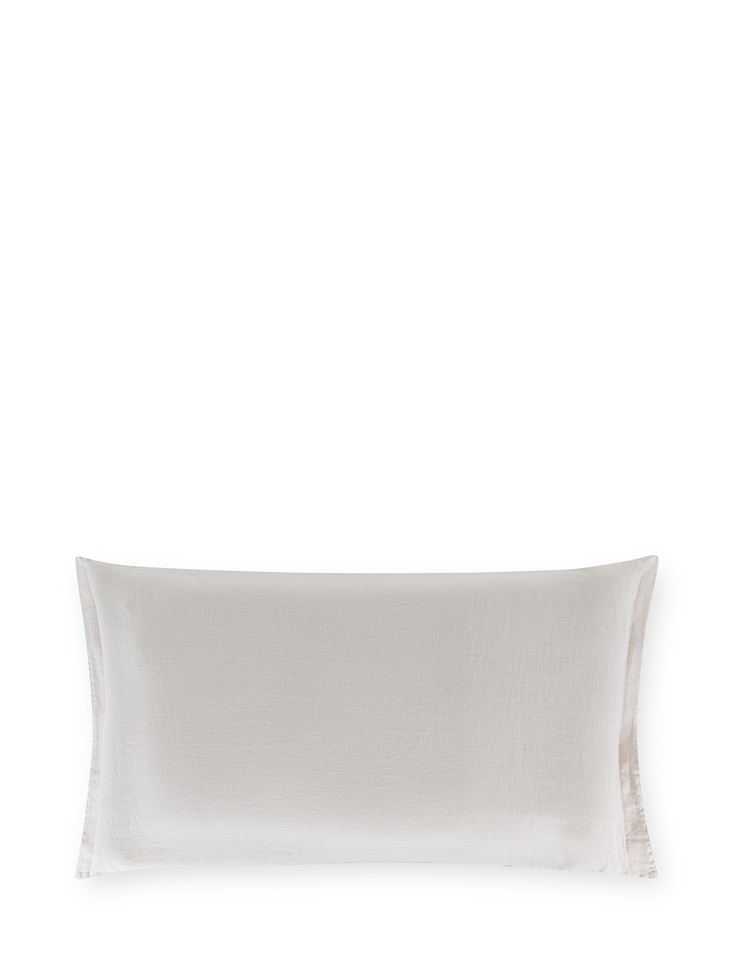 Zefiro plain color linen and cotton pillowcase, Light Beige, large image number 0