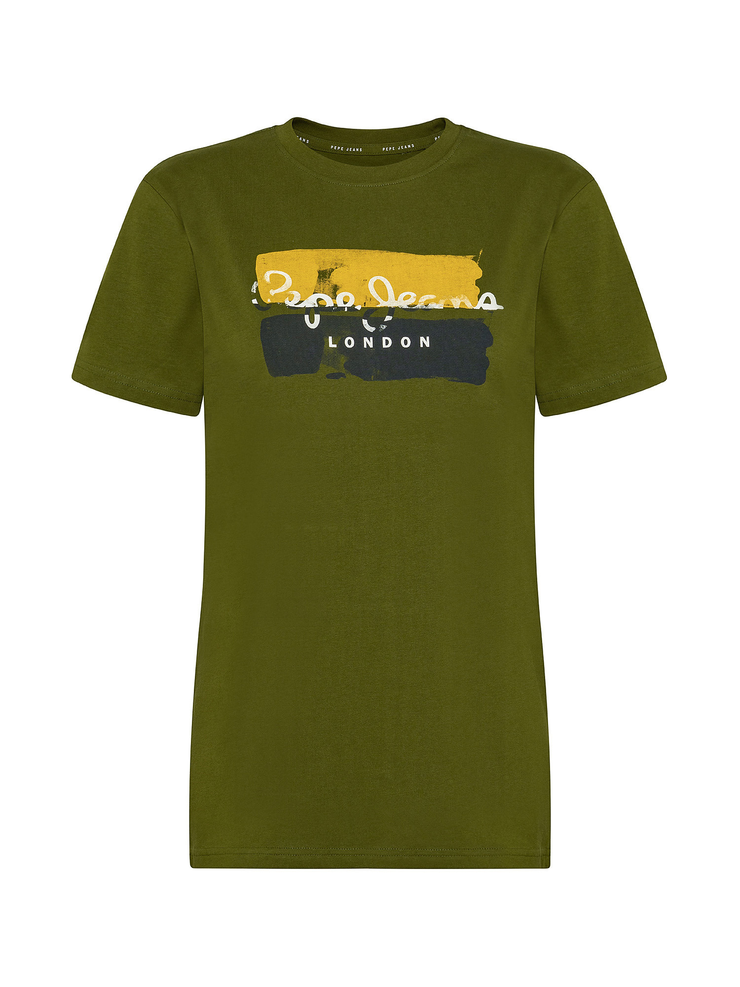 T-shirt in cotone santino, Verde scuro, large image number 0