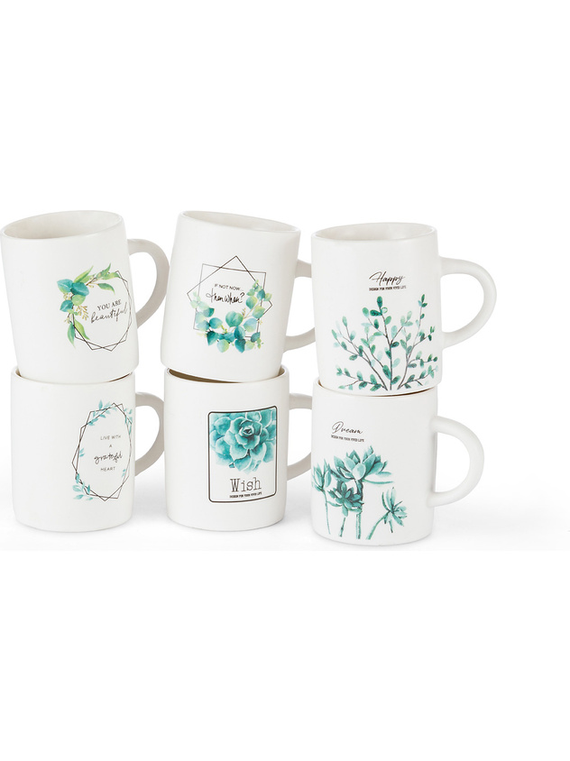 Coffee mug in new bone china with botanical motif