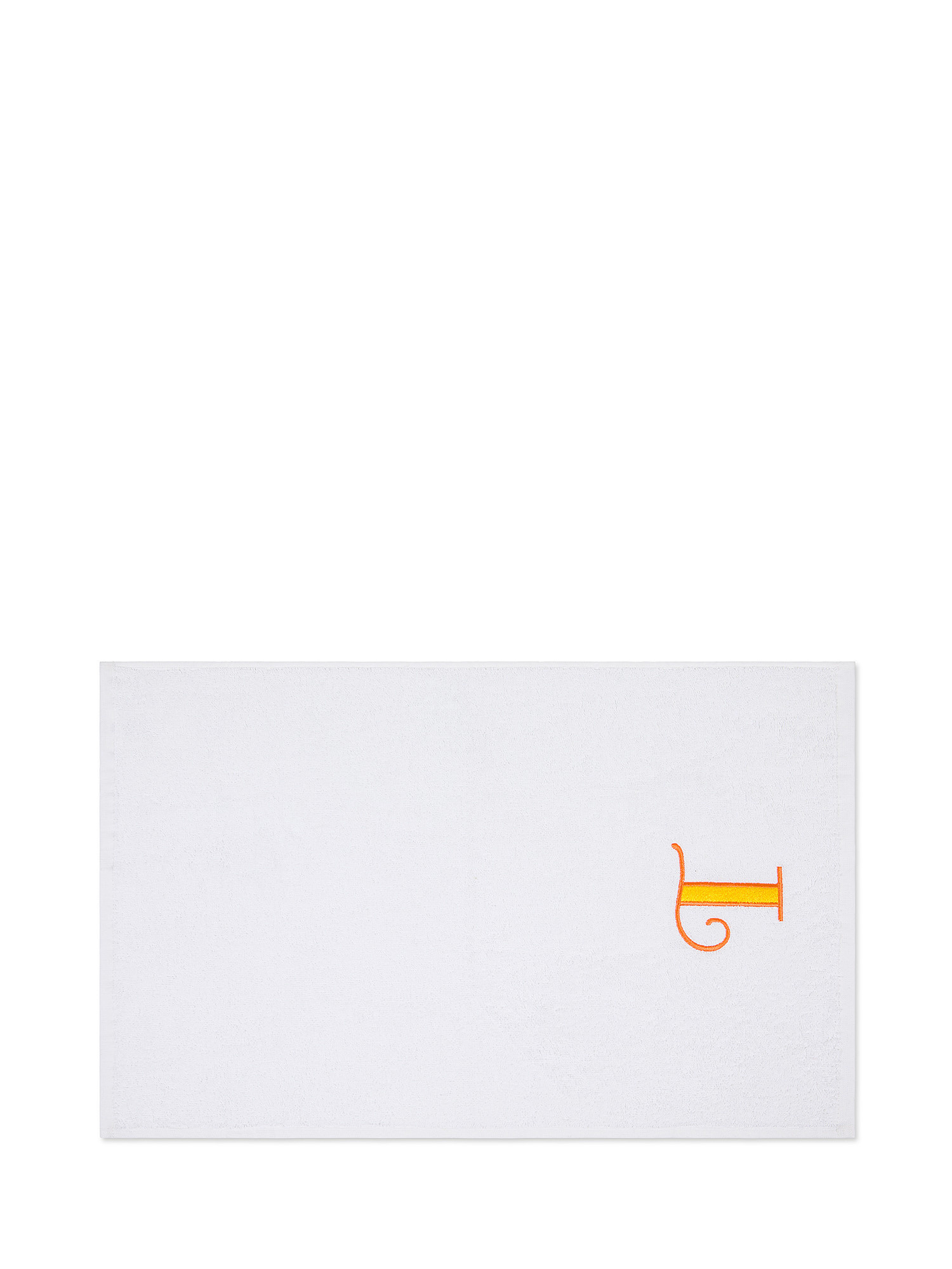 Set asciugamano in spugna ospite e viso con monogramma lettera, Giallo, large image number 1