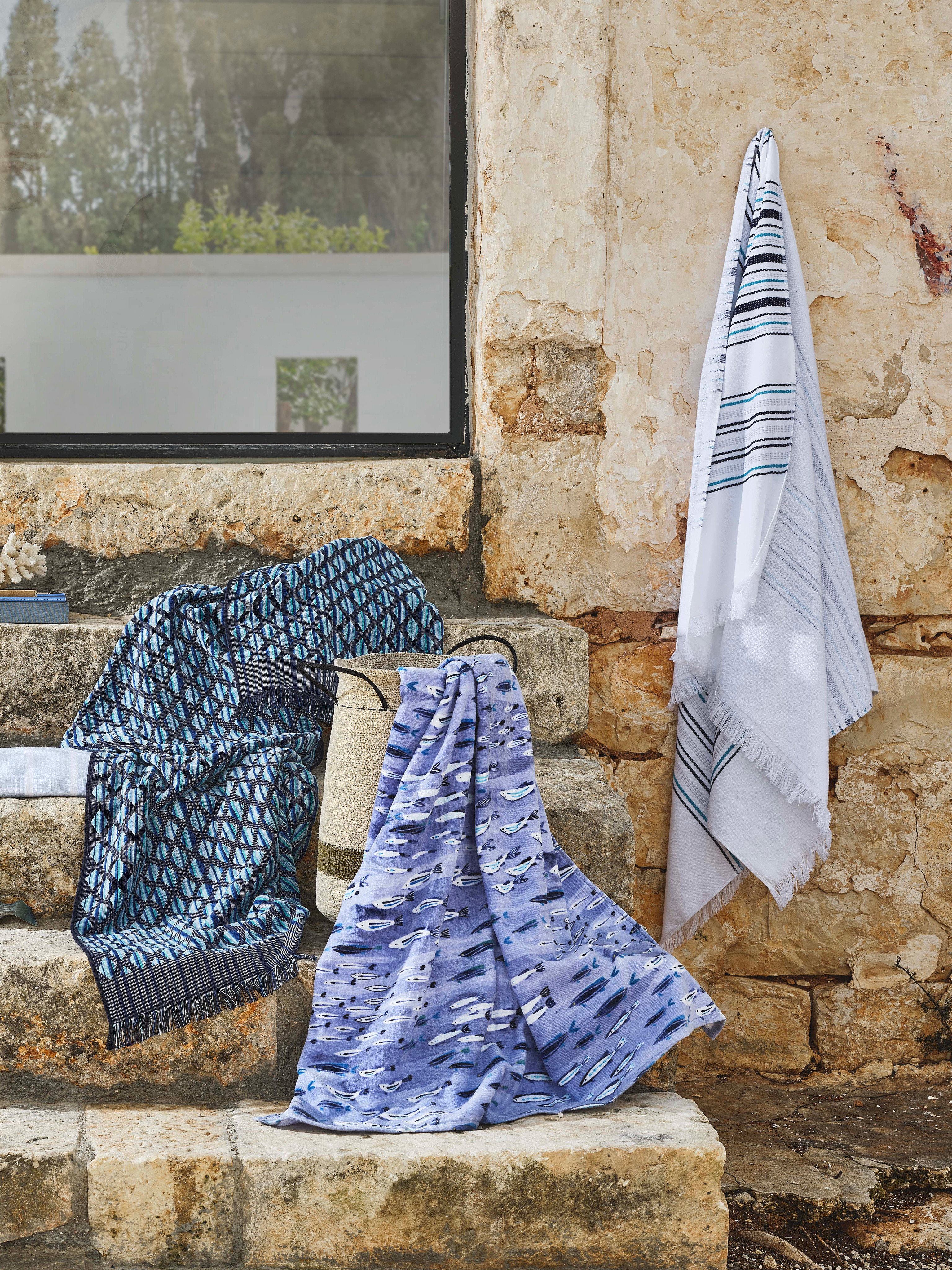 Solid color cotton beach towel, Blue, large image number 2