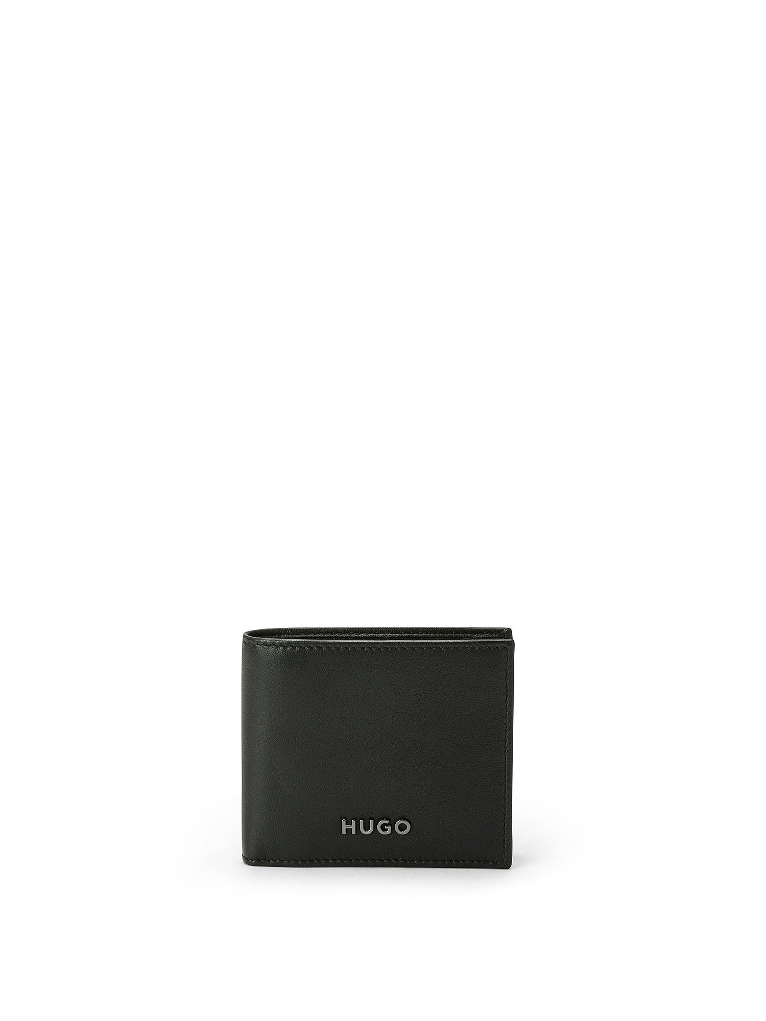 Hugo - Portafoglio in pelle con logo, Nero, large image number 0