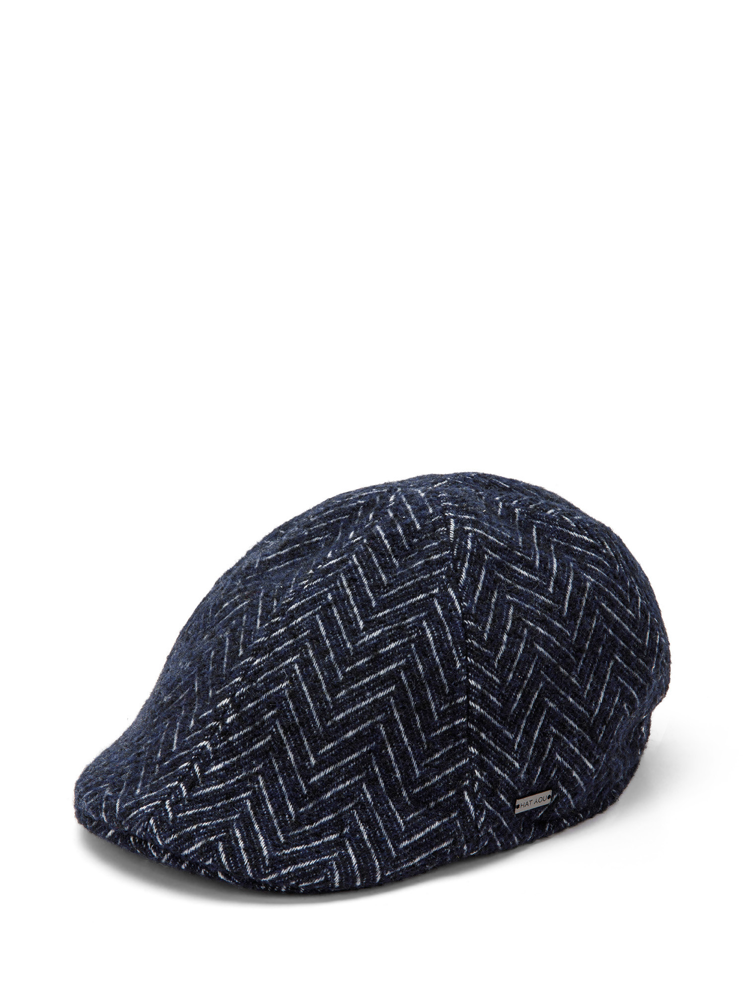Luca D'Altieri - Flat cap in herringbone fabric, Blue, large image number 0