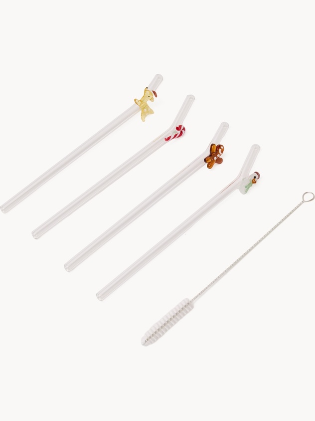 Set 4 cannucce in vetro borosilicato dettaglio natalizio