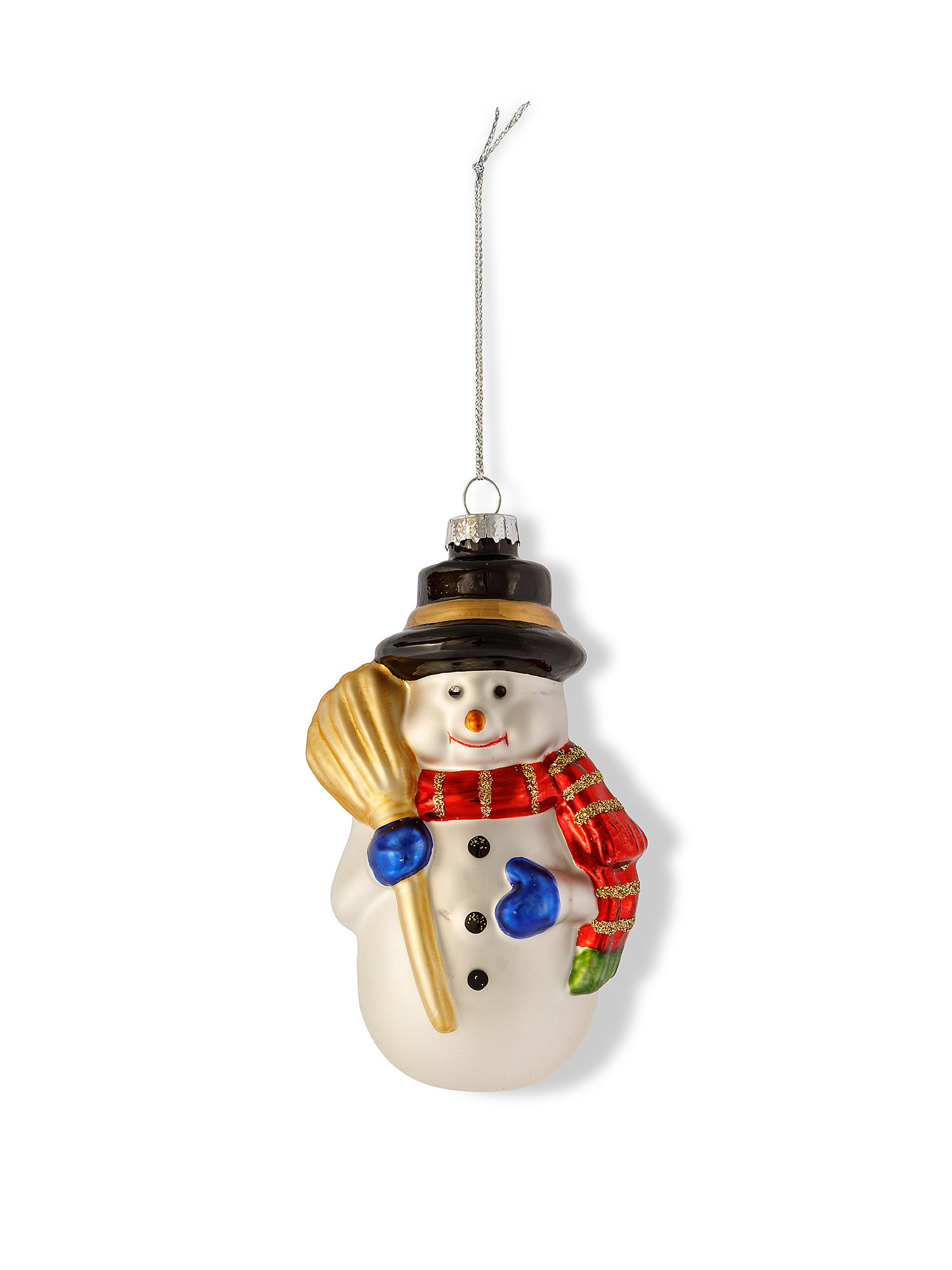 Snowman tree decoration in hand-decorated glass, White, large image number 0