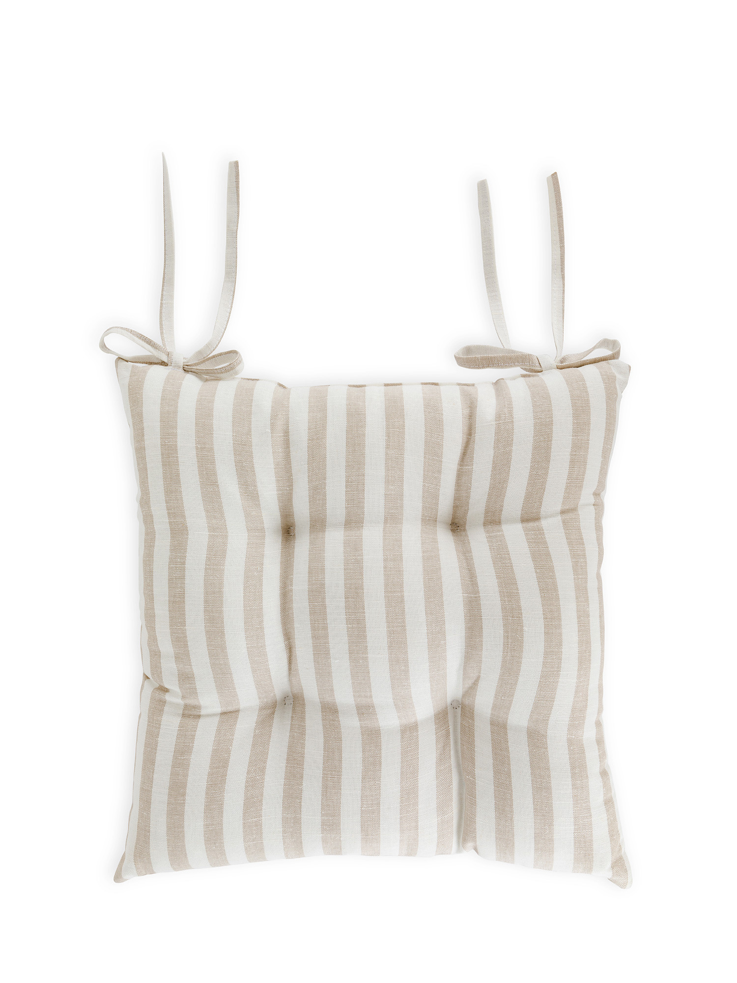 Striped linen and cotton chair cushion, Beige, large image number 0
