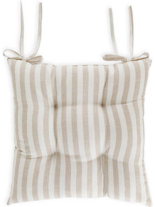Striped linen and cotton chair cushion