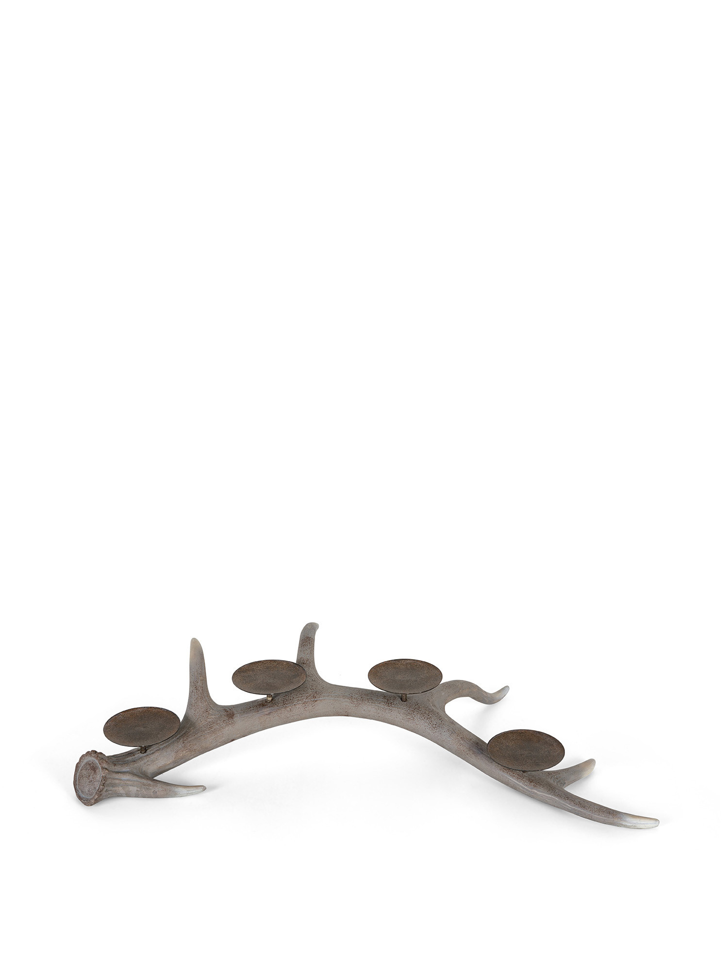 Candeliere a forma di corno con 4 portacandele in metallo, Grigio, large image number 0