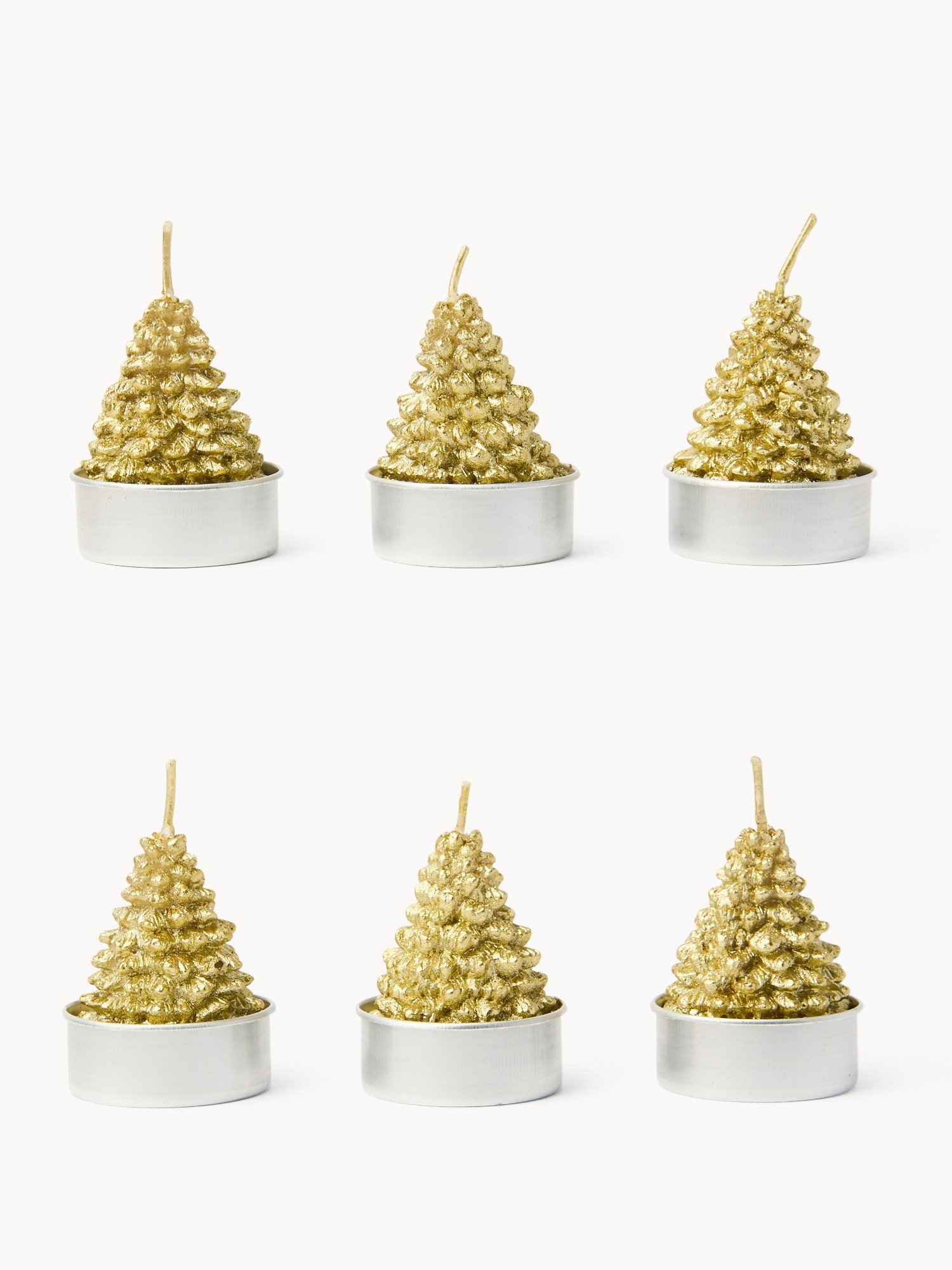 Set of 6 Christmas tree-shaped candles, Gold, large image number 0