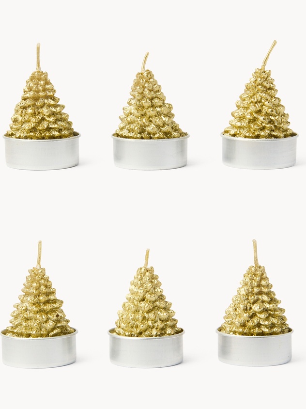 Set of 6 Christmas tree-shaped candles