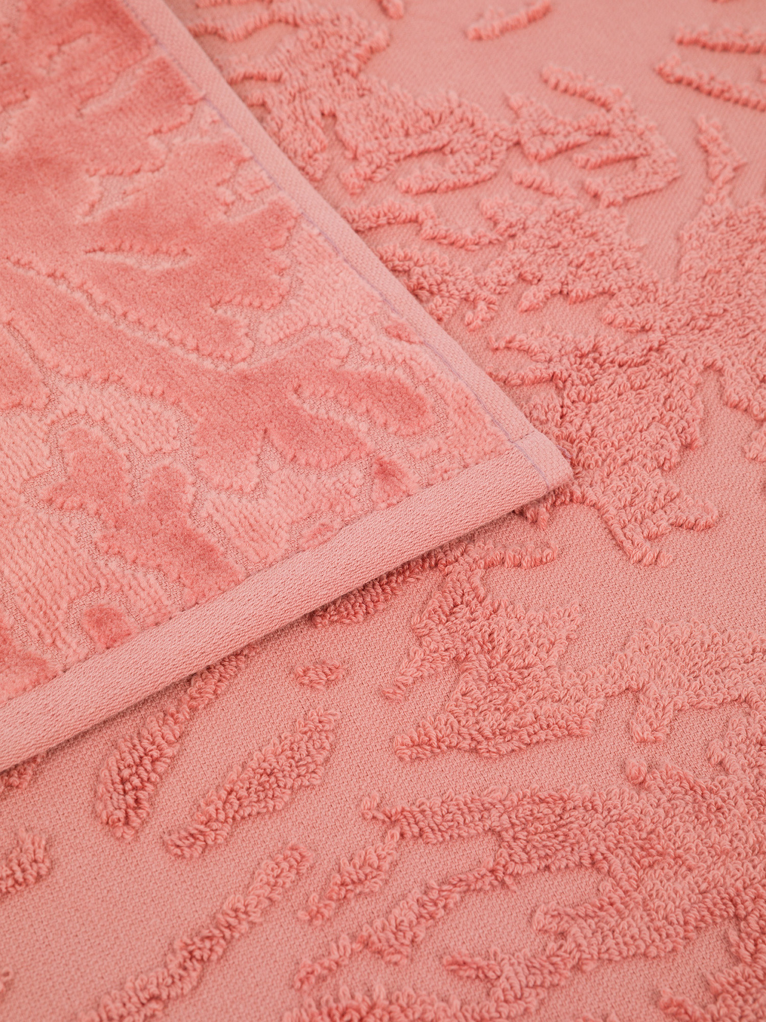 Asciugamano cotone velour motivo floreale a rilievo, Rosa, large image number 2