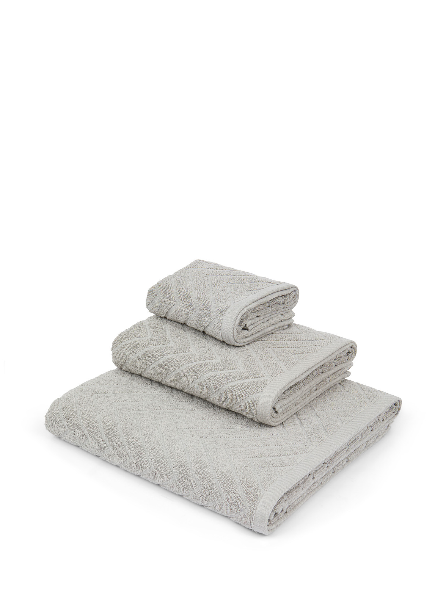 Cotton terry towel with Jacquard design, Grey, large image number 0