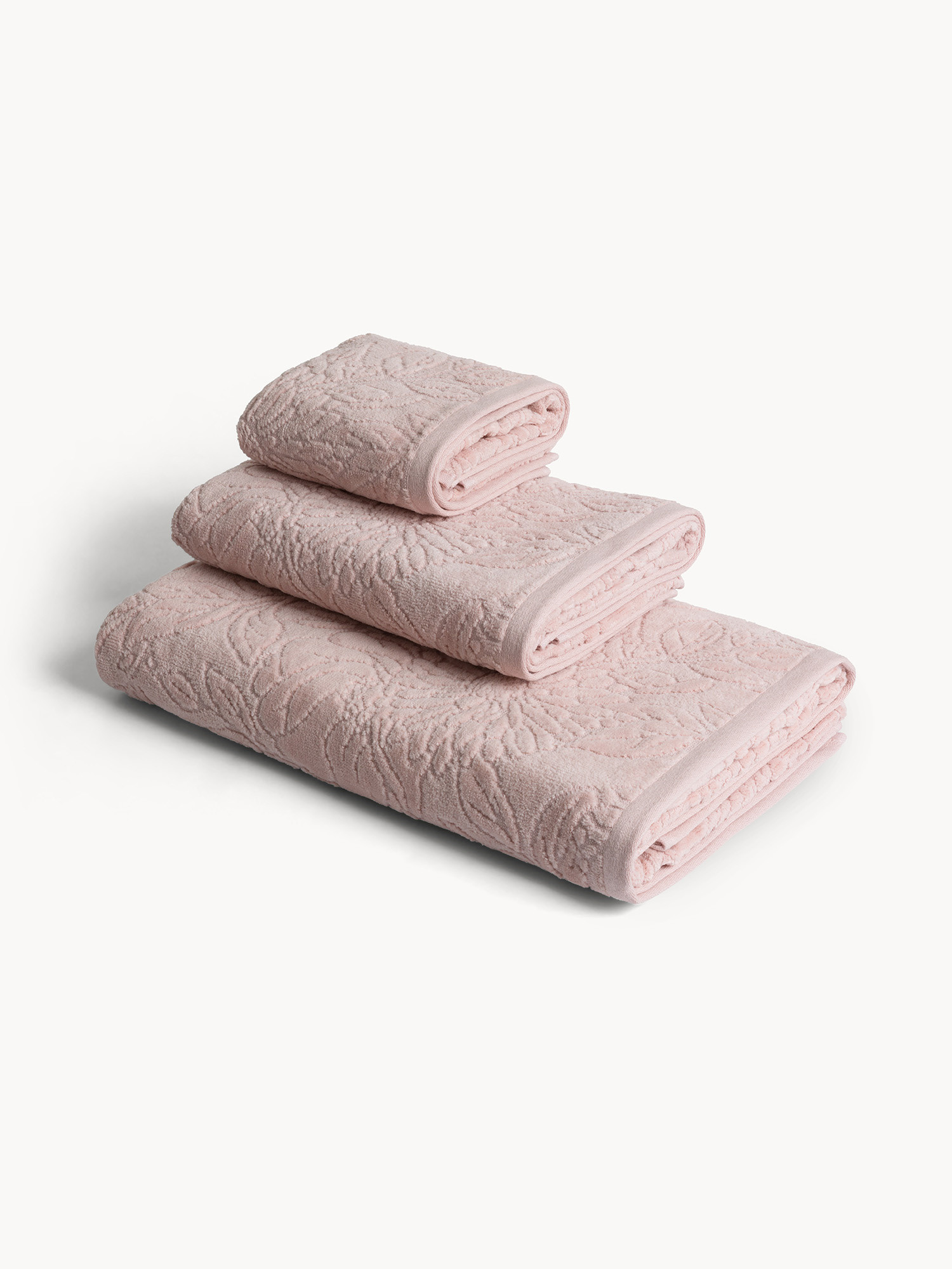 Asciugamano in velour di cotone lavorazione floreale, Rosa chiaro, large image number 0