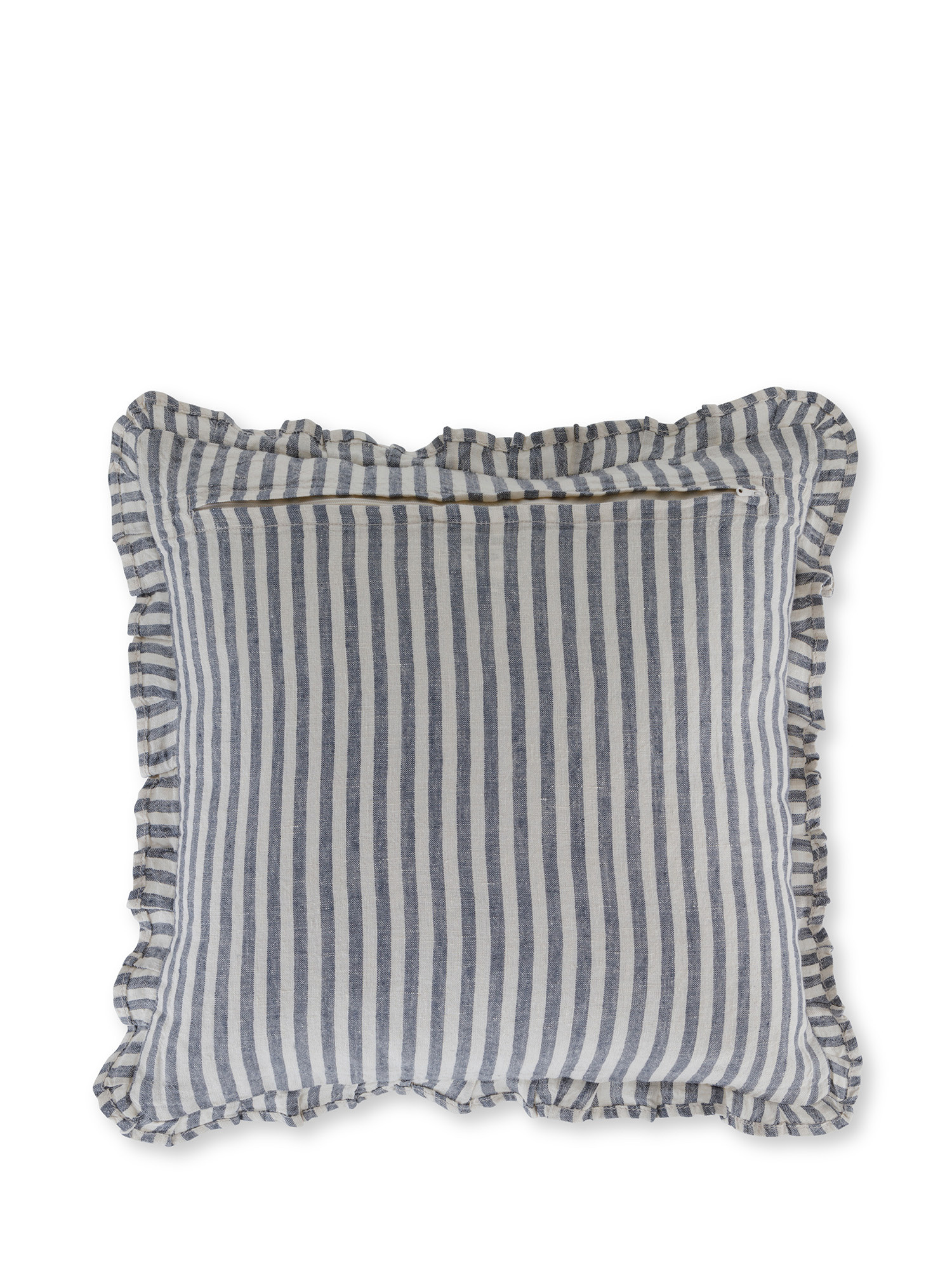 Striped cushion in pure linen 40x40 cm, Blue, large image number 1