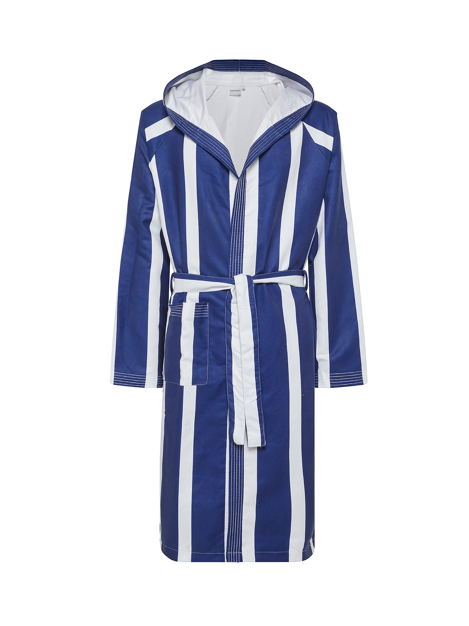 Striped microfibre bathrobe, Blue, large image number 0