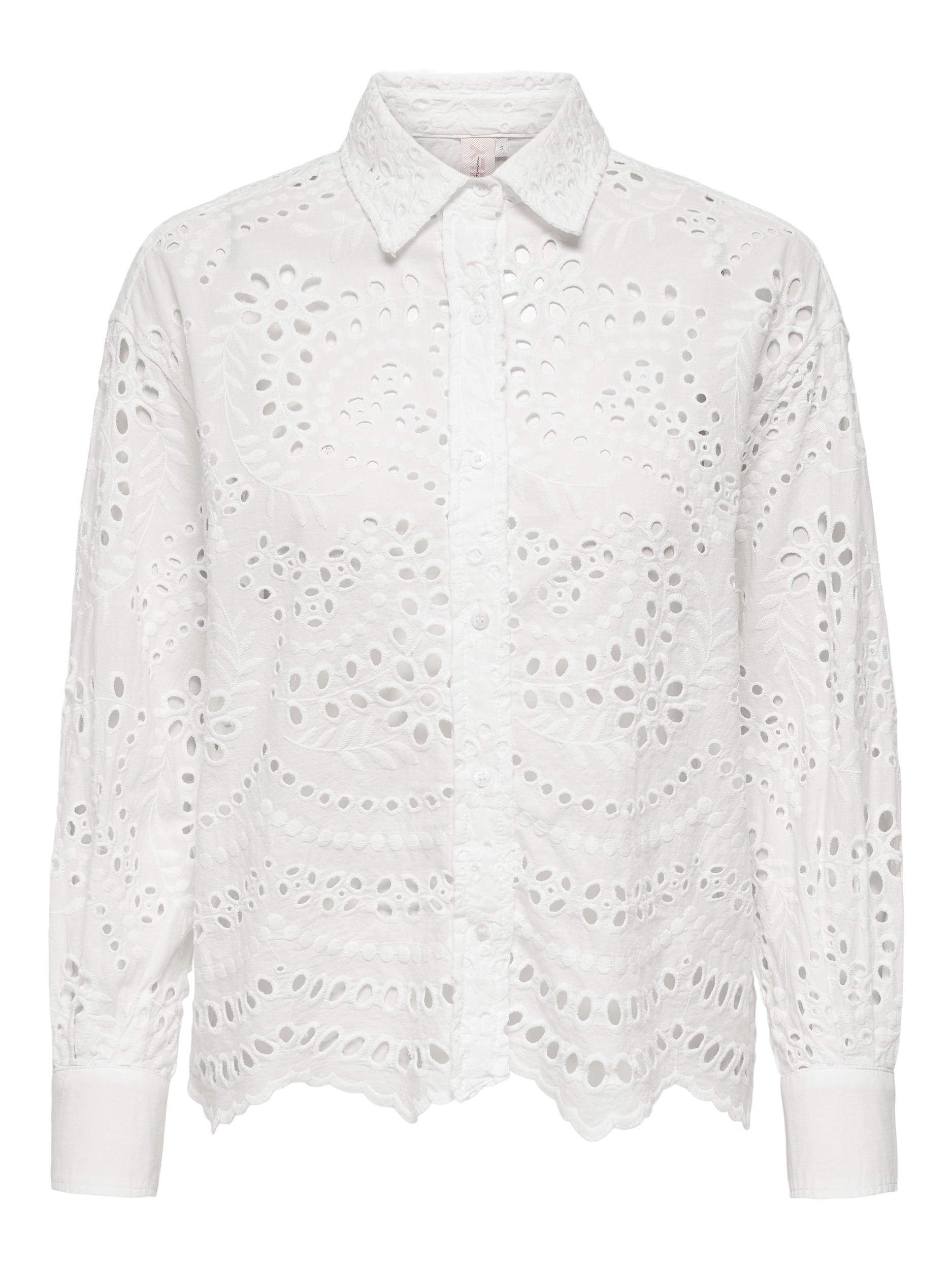 Only - Camicia boxy fit in pizzo, Bianco, large image number 0