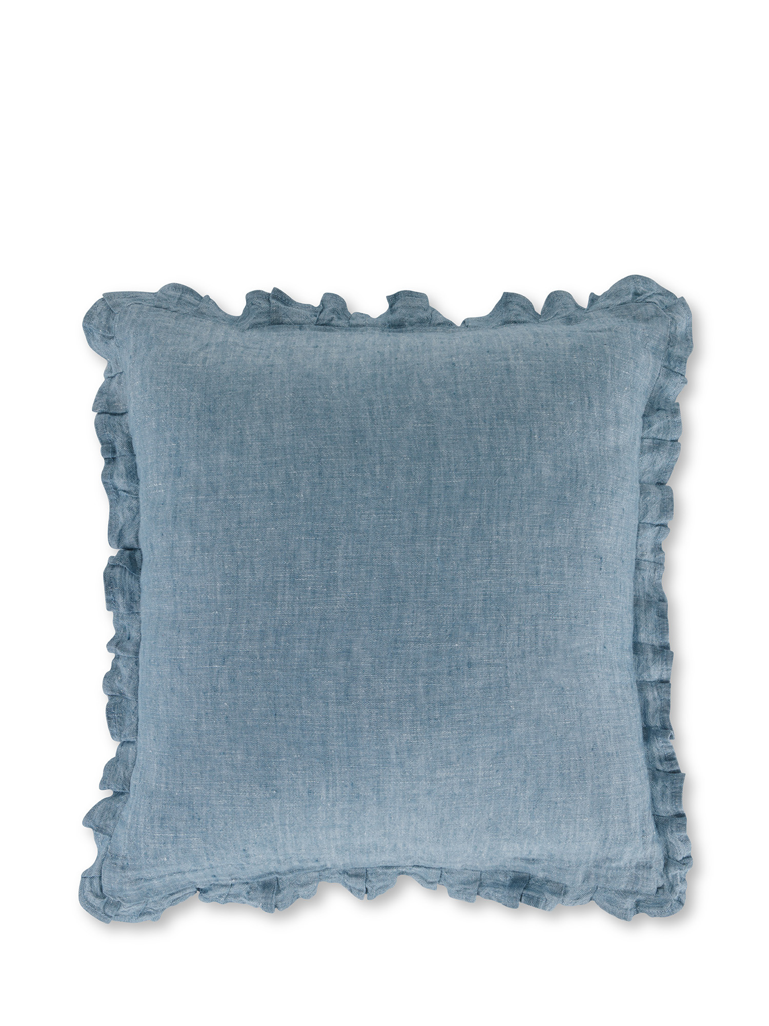 Cuscino rigato in puro lino 40x40 cm, Azzurro, large image number 0