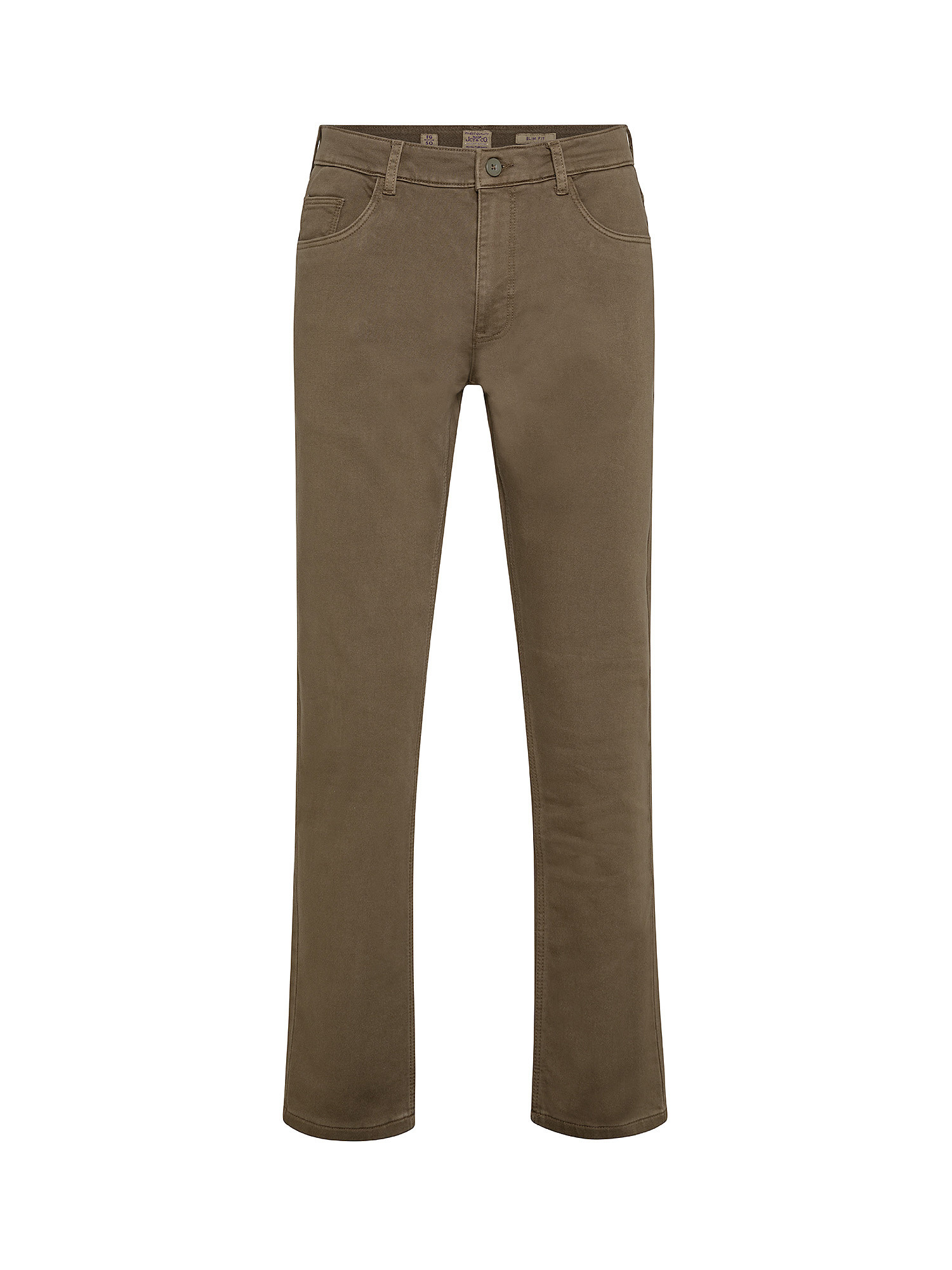 Pantalone 5 tasche slim in felpa, Verde scuro, large image number 0