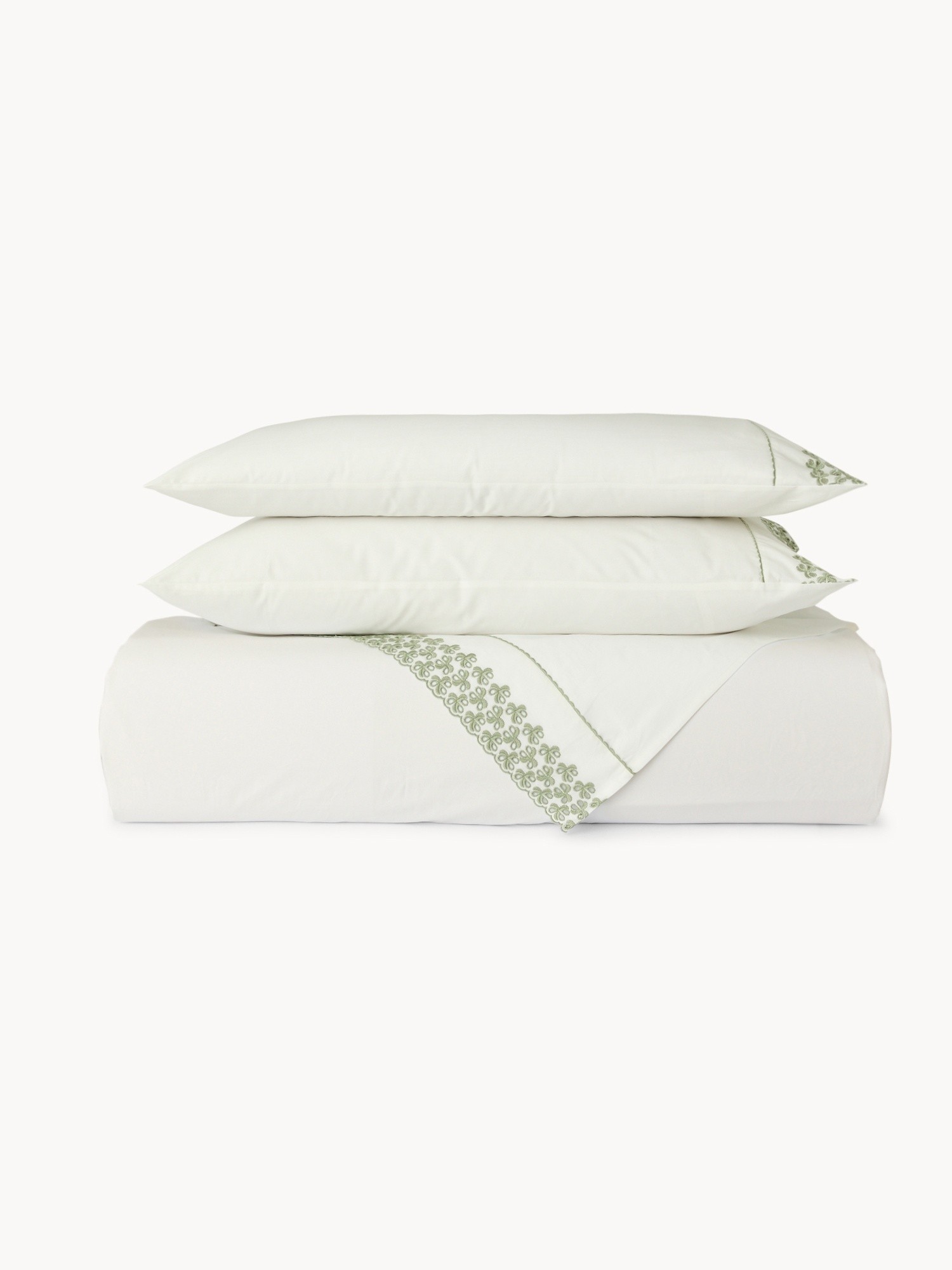 Embroidered Cotton Percale Sheet Set - Discounted Price, Green, large image number 0