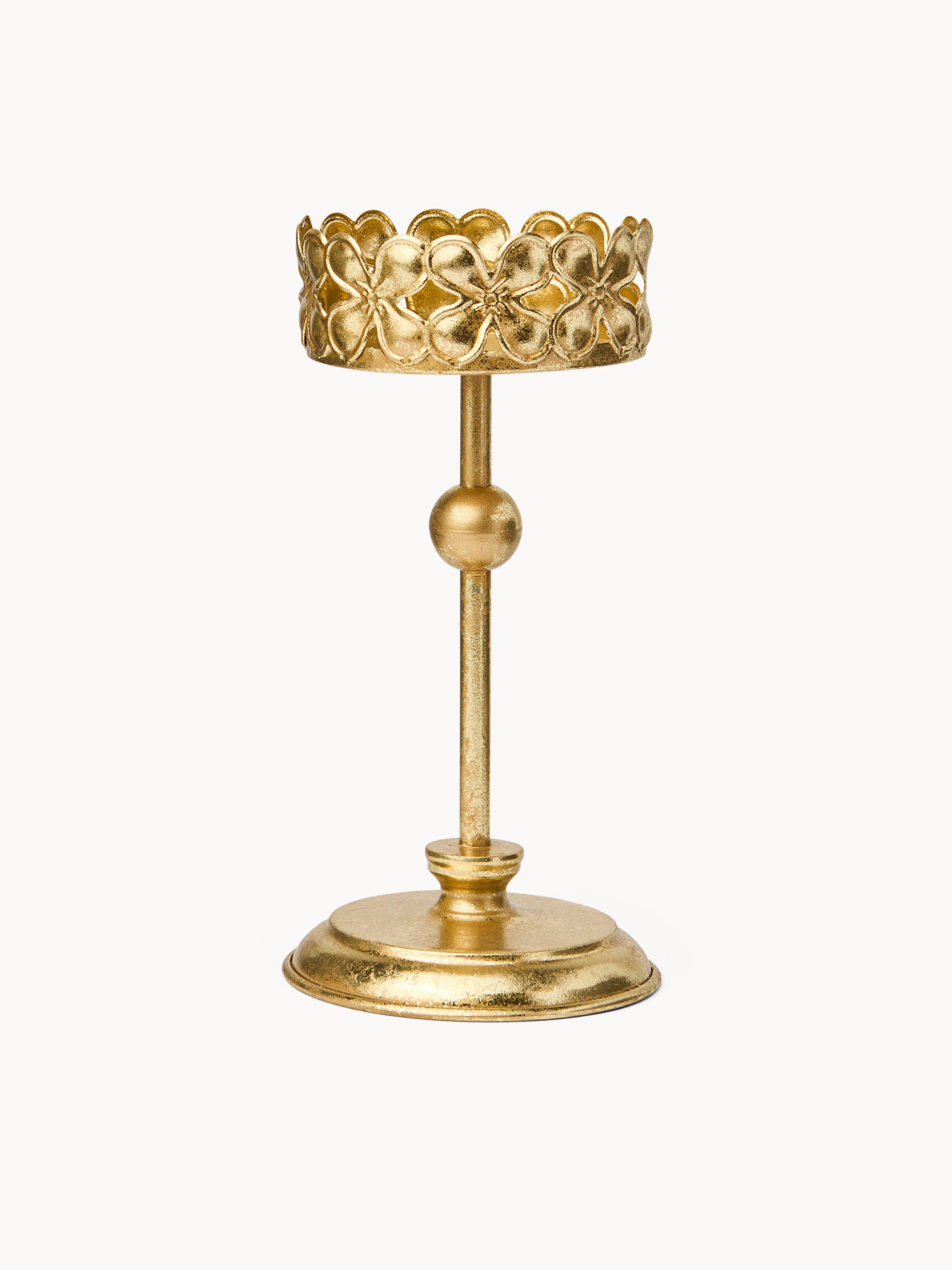 Portacandele in ferro dorato, Oro, large image number 0