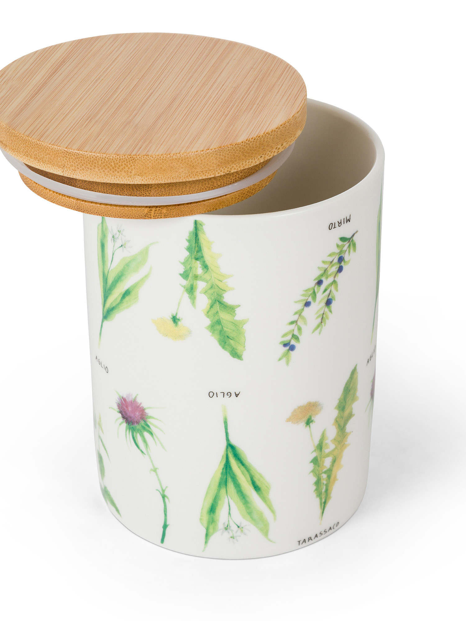 New bone china jar with botanical motif with cap, White, large image number 1