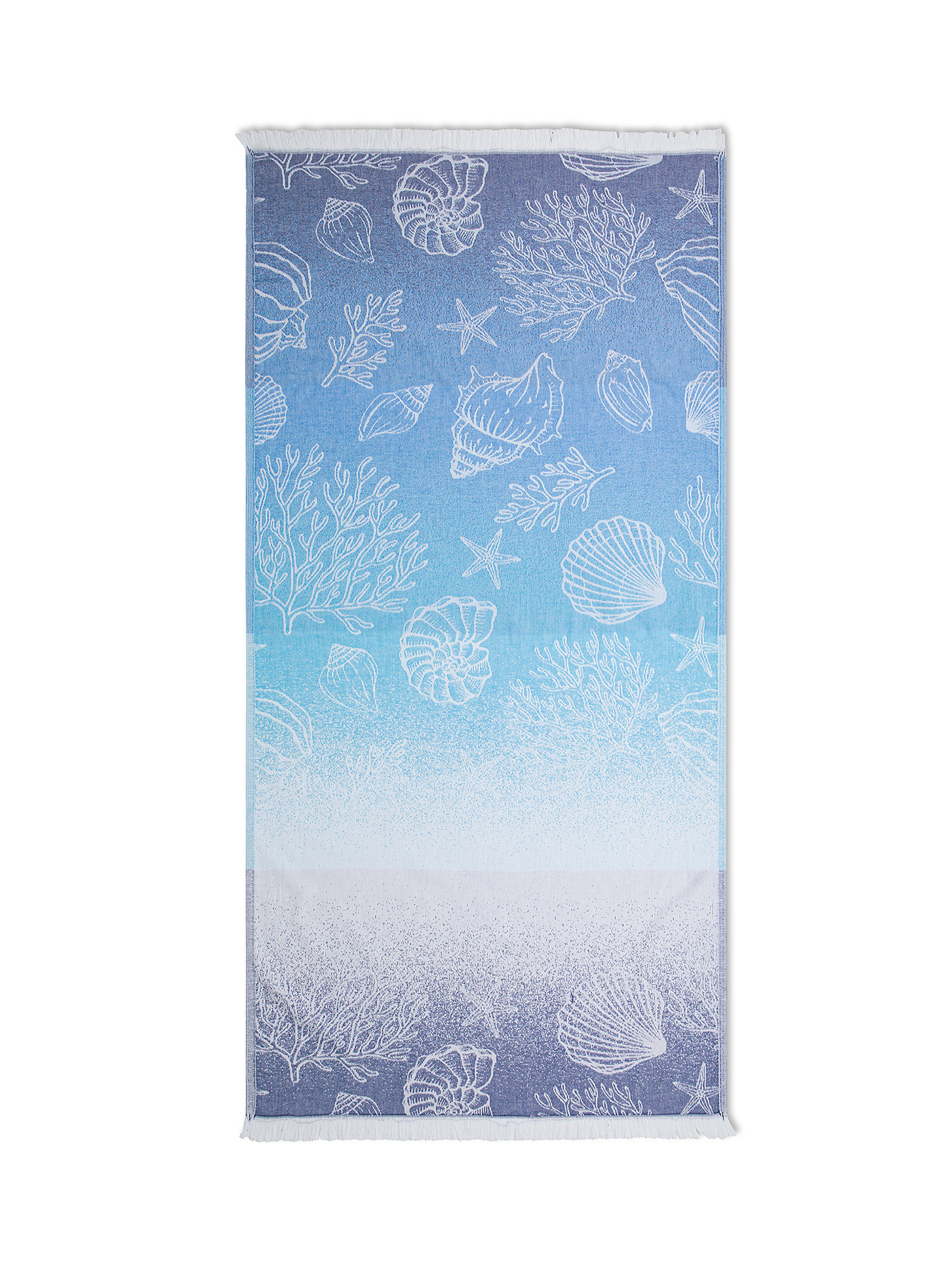 Marine motif cotton hammam towel, Blue, large image number 0