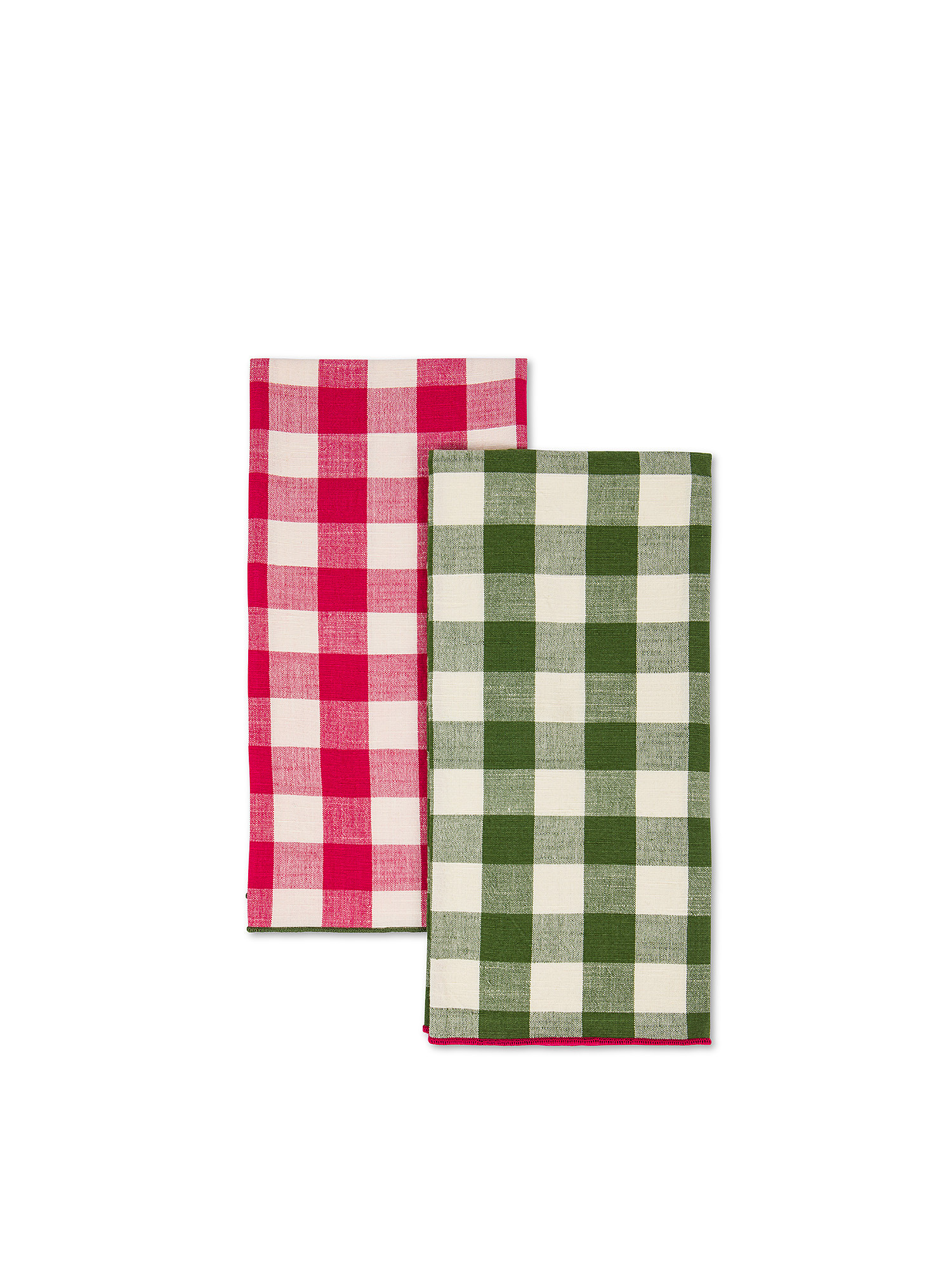 Set of 2 pure cotton check pattern tea towels, Multicolor, large image number 0