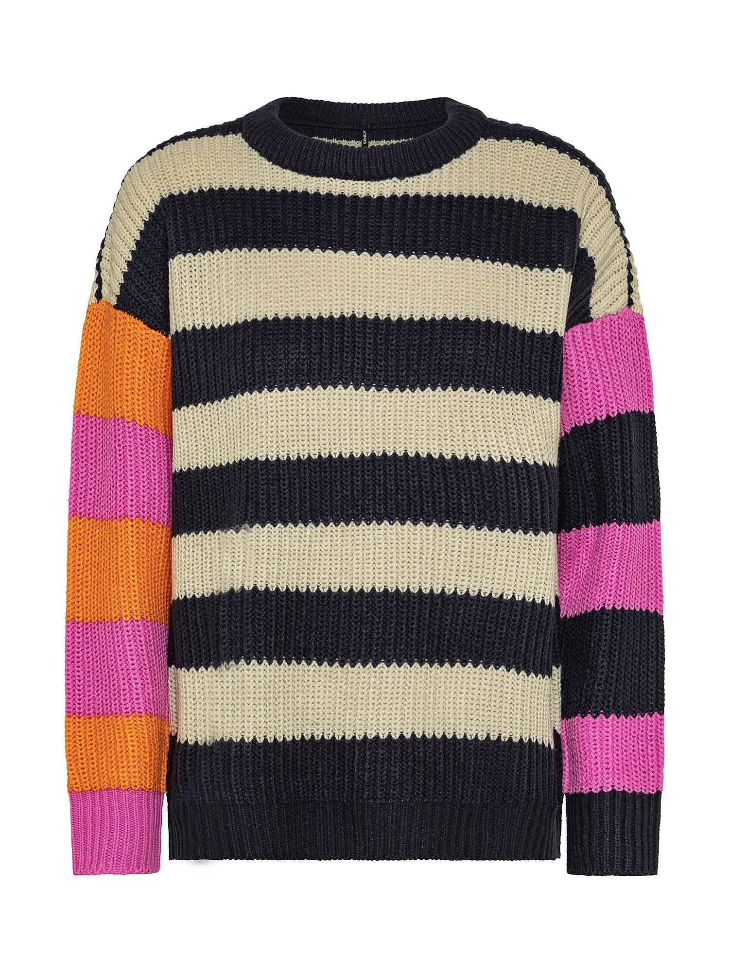 sweater with multicolor striped pattern, Multicolor, large image number 0