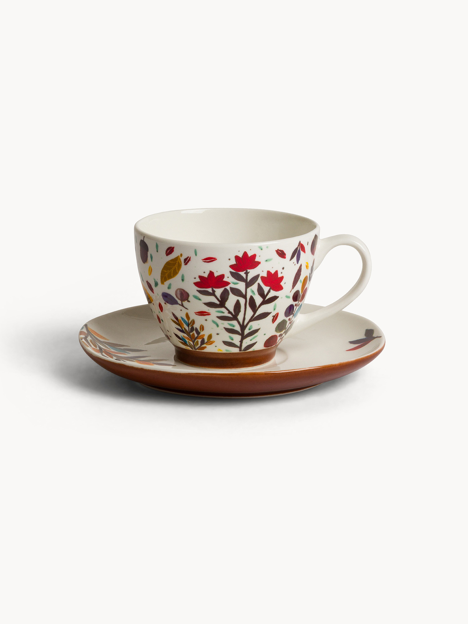 Tazza tè in stoneware motivo foglioline, Multicolor, large image number 0