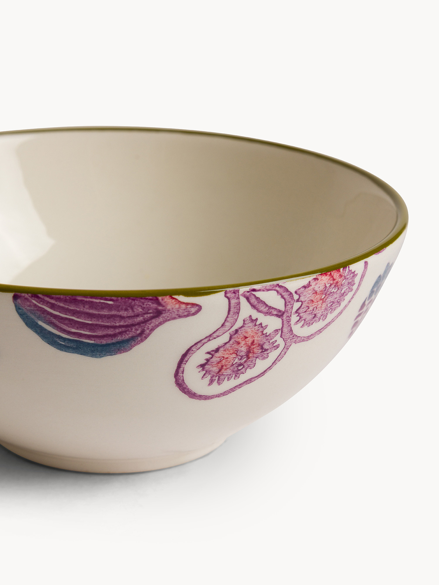 Ceramic bowl with hand-painted fig motif, Multicolor, large image number 1