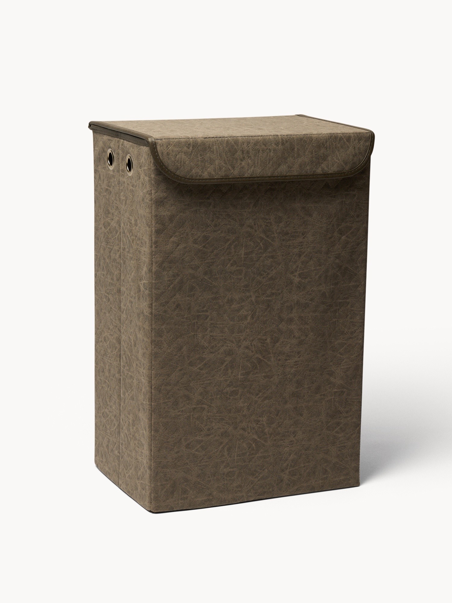 Leather-look Laundry Hamper with Lid - Discounted Price, Grey, large image number 0