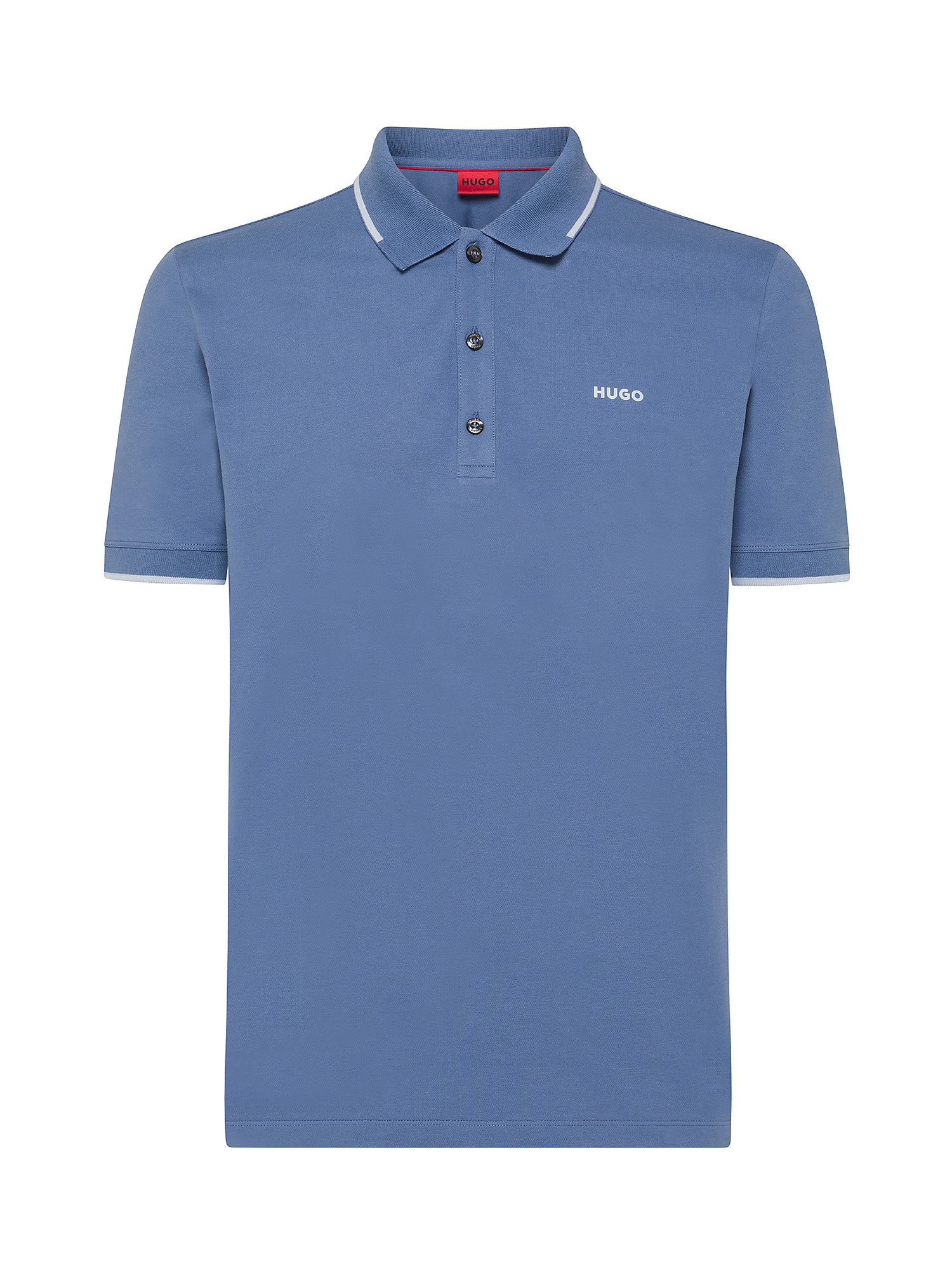 Hugo - Slim fit polo shirt with logo in cotton, Light Blue, large image number 0