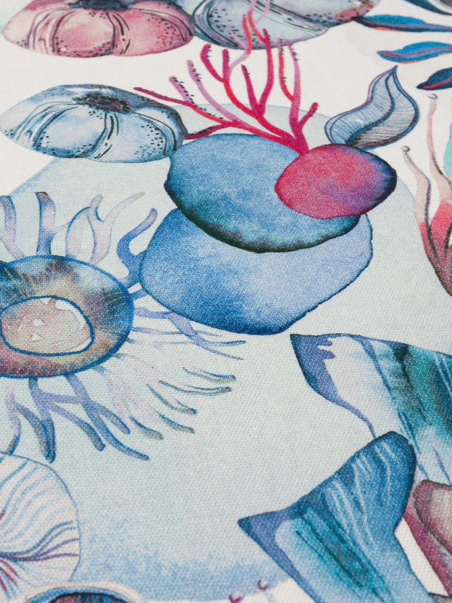 Tovaglia rotonda panama di cotone stampa fondale marino, Multicolor, large image number 1