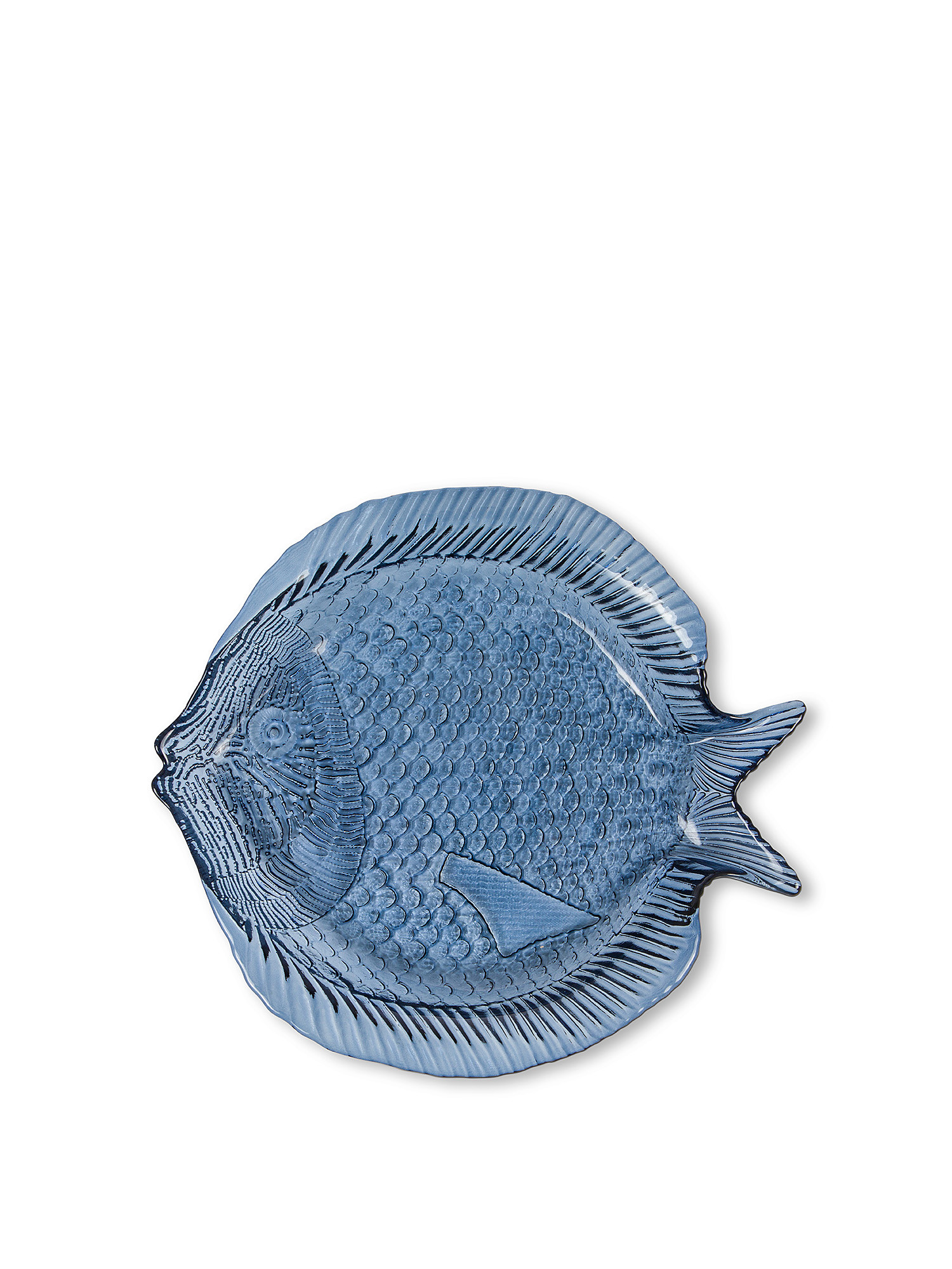 Piatto pesce in vetro, Blu, large image number 0