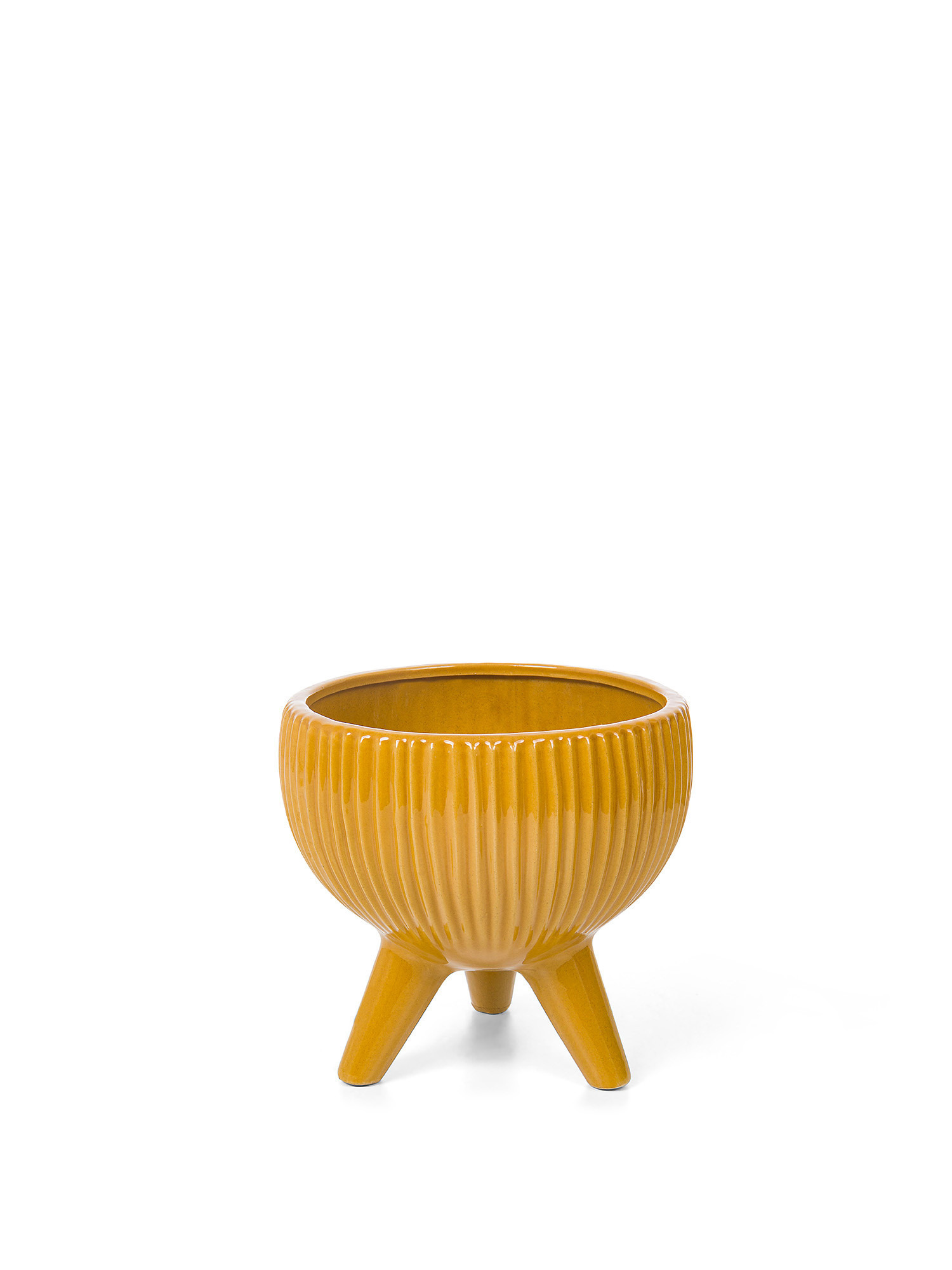 Enamelled porcelain cachepot, Ocra Yellow, large image number 0