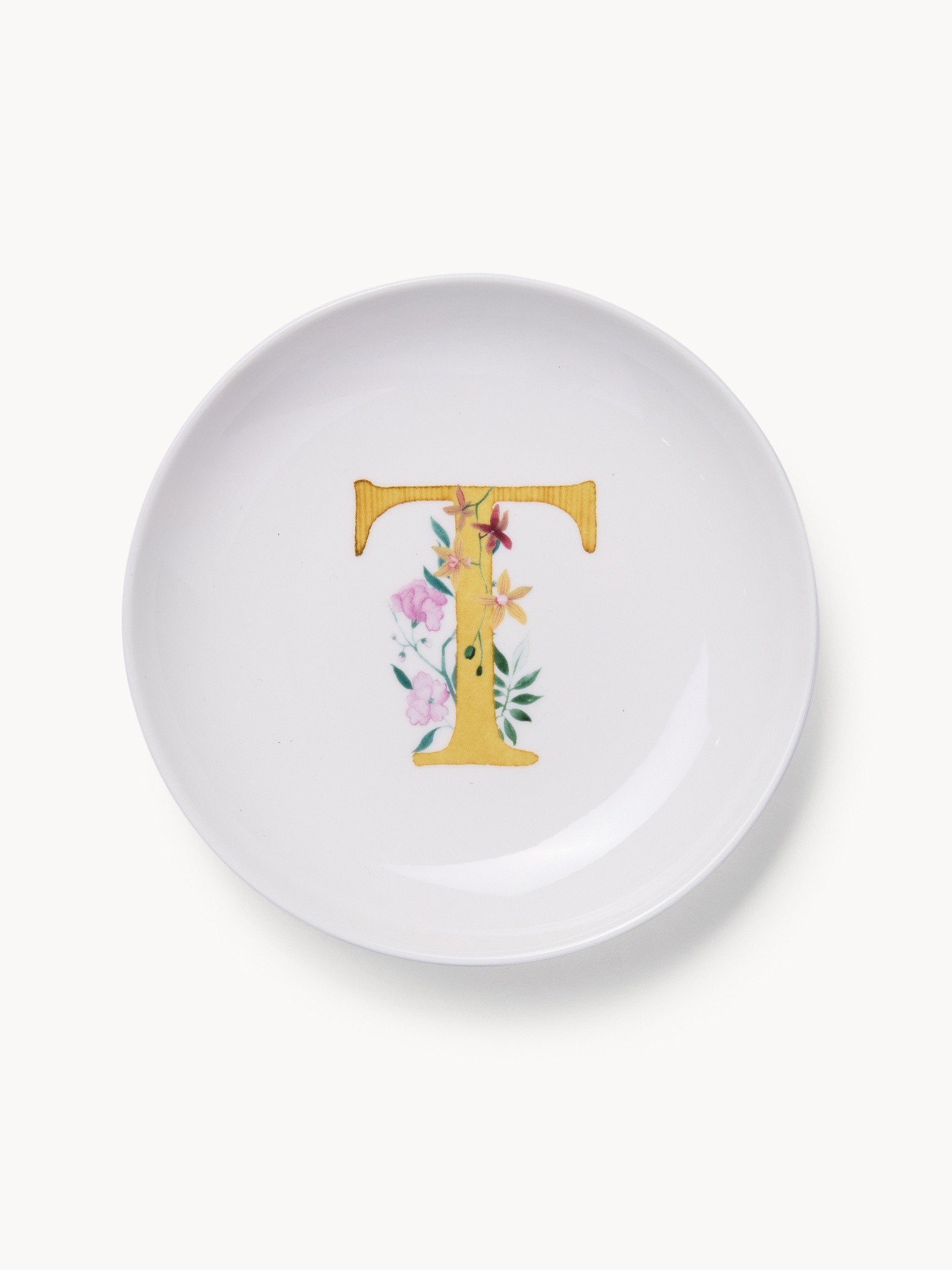 Piattino pane in new bone china lettera T, Bianco, large image number 0