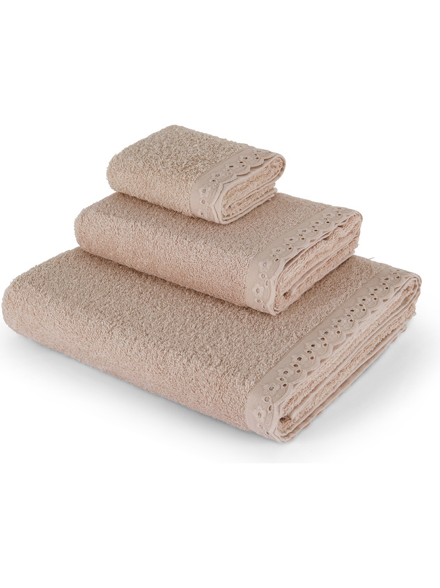 Asciugamano spugna di cotone bordo sangallo