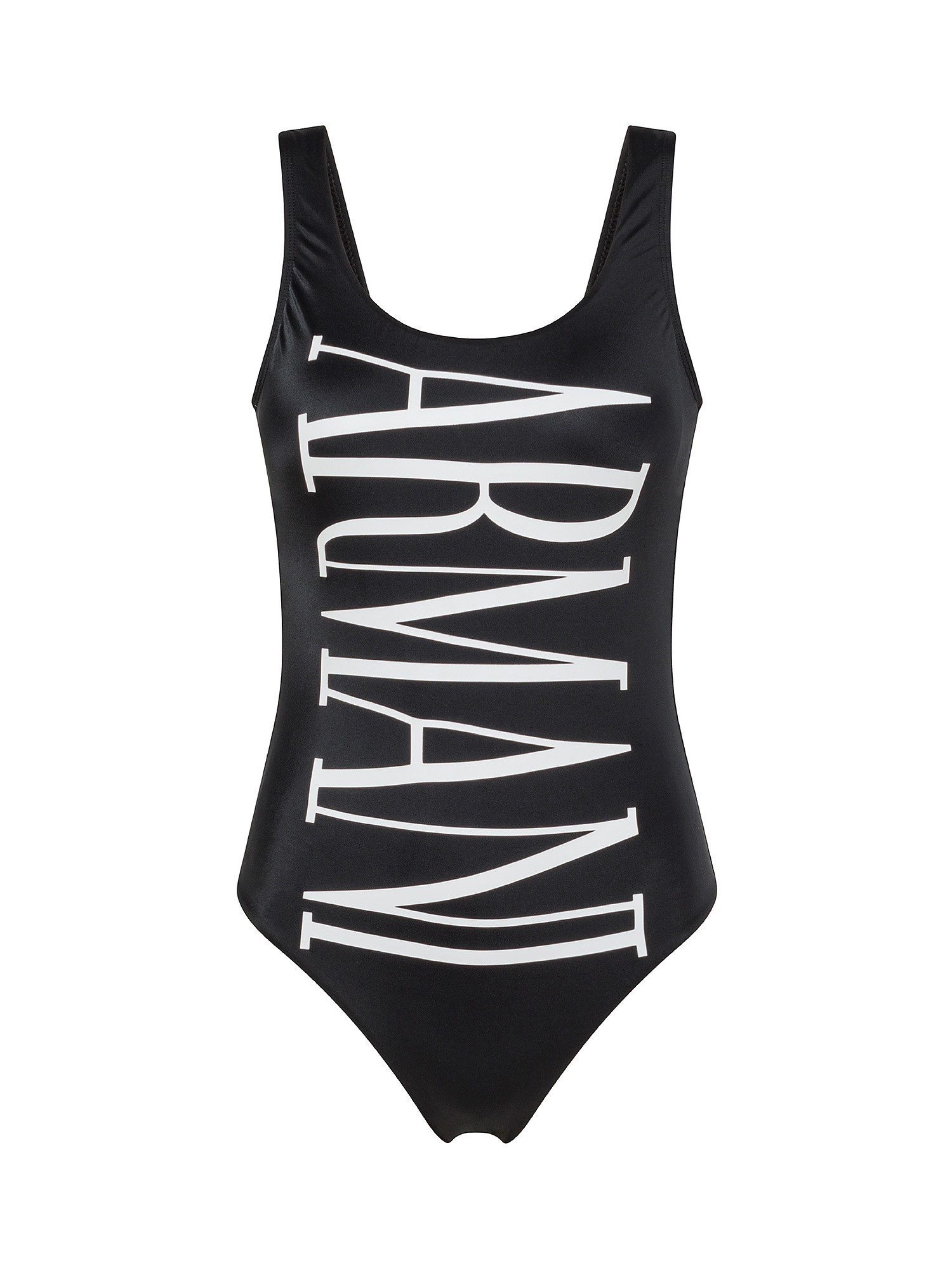 One-piece swimsuit with logo print, Black, large image number 0