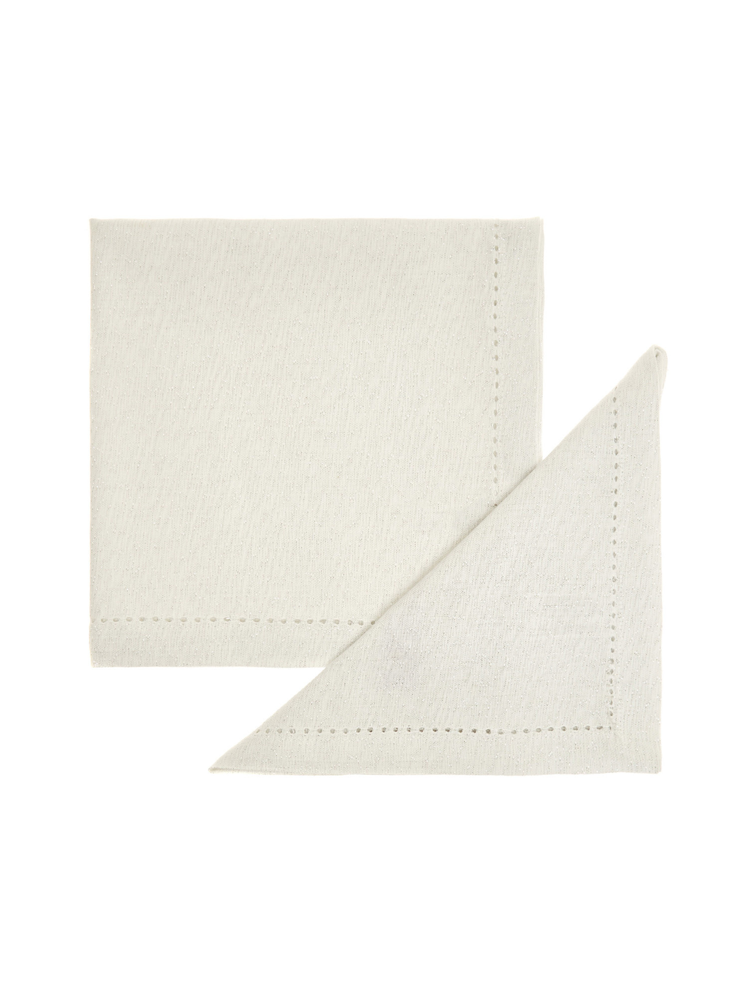 Set of 2 pure cotton and lurex napkins, White, large image number 0