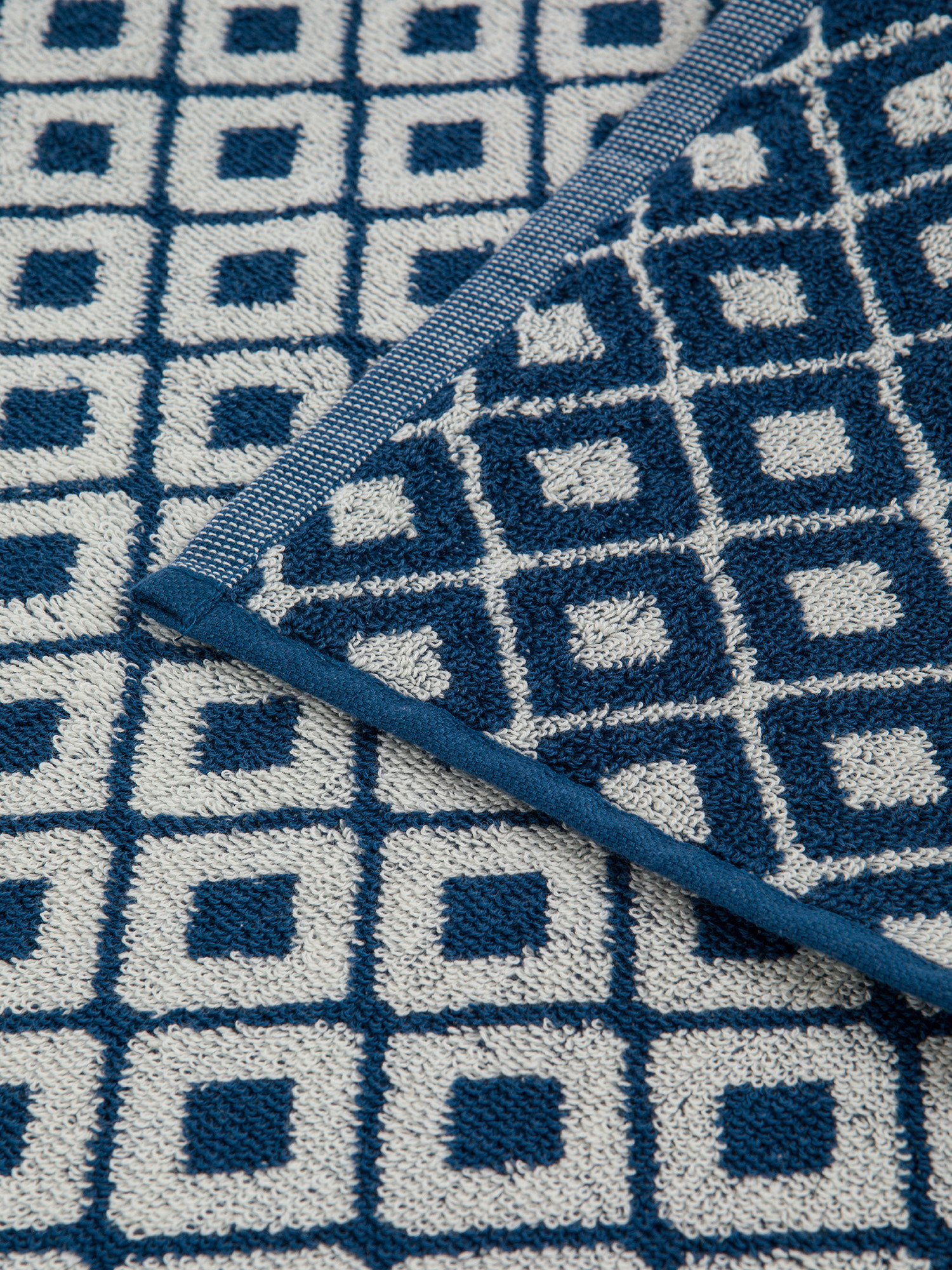 Asciugamano in spugna di cotone motivo quadri, Blu, large image number 2