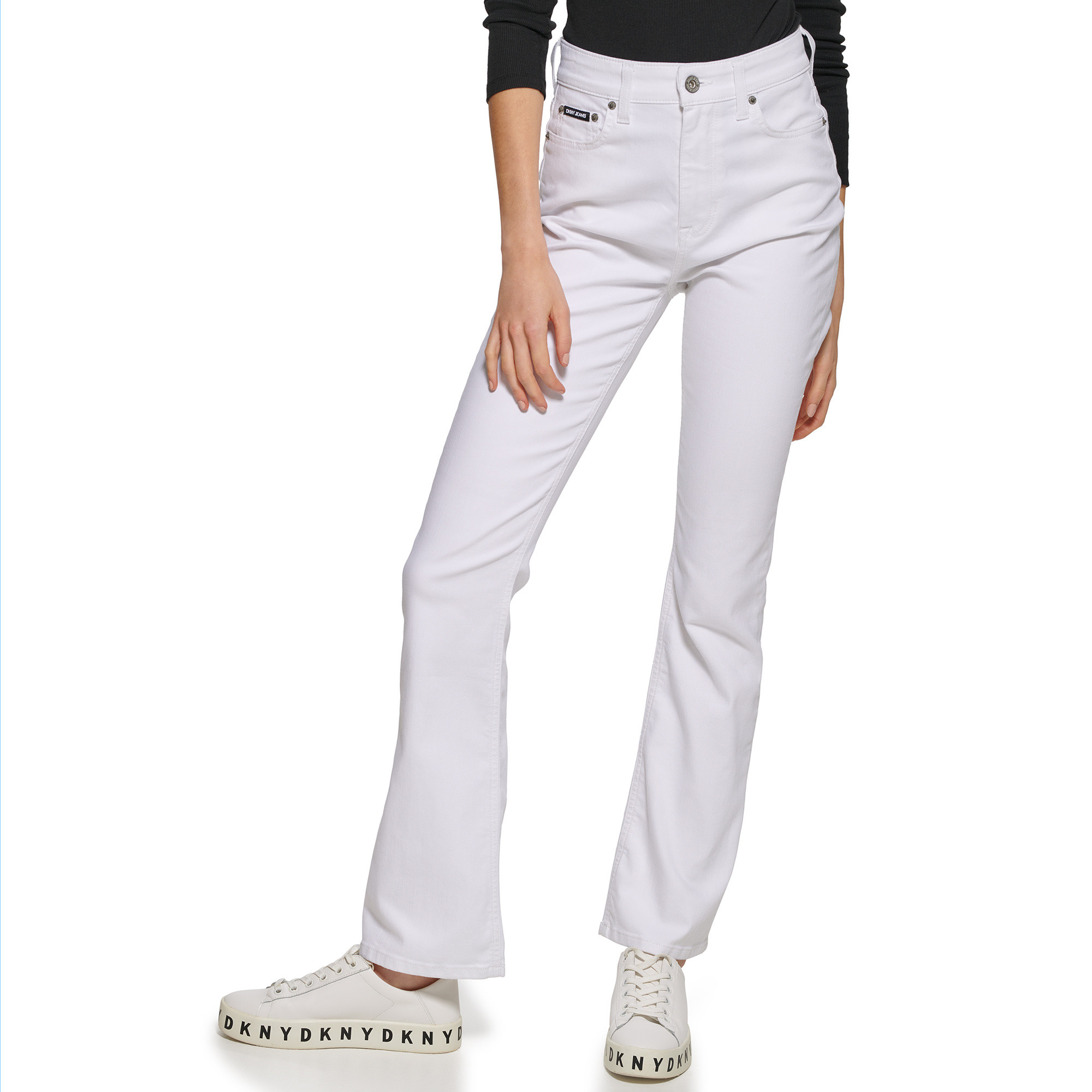 DKNY - Jeans vita alta e taglio flaire, Bianco, large image number 2