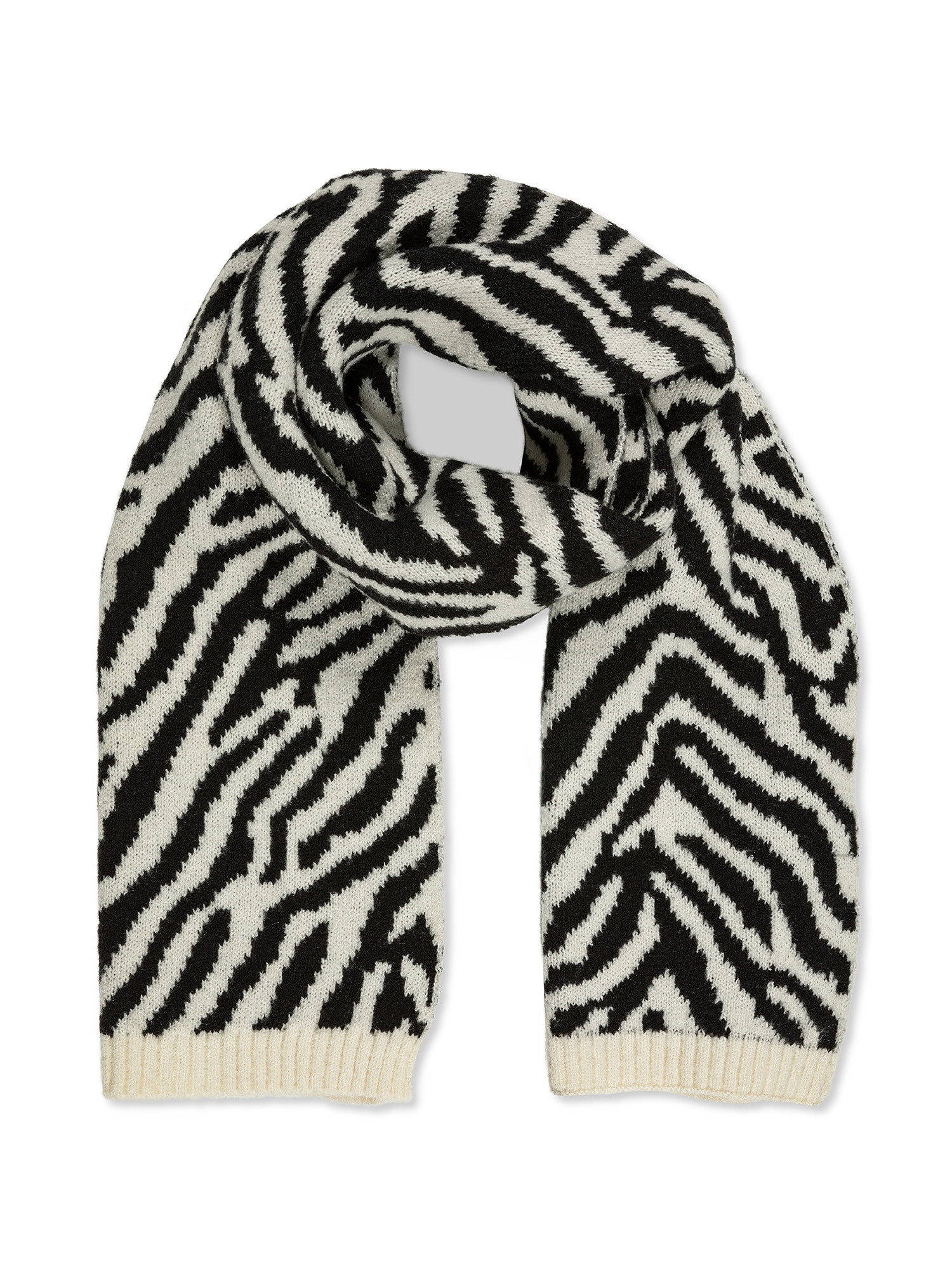 Scarf with zebra pattern, White, large image number 0