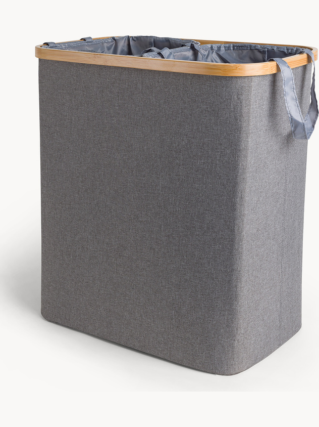 Double compartment bamboo basket