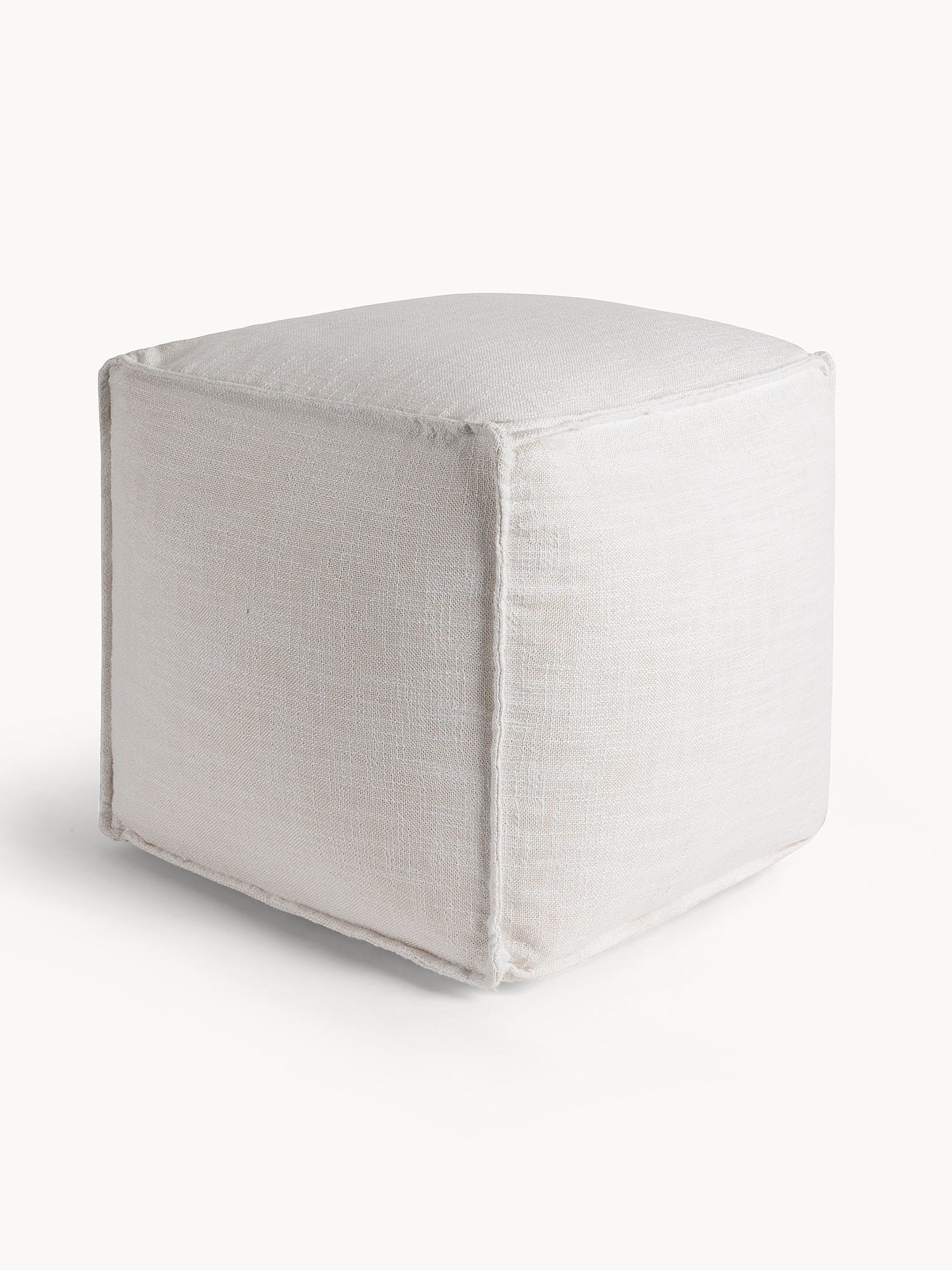 Pouf in tessuto tinta unita, Bianco, large image number 0