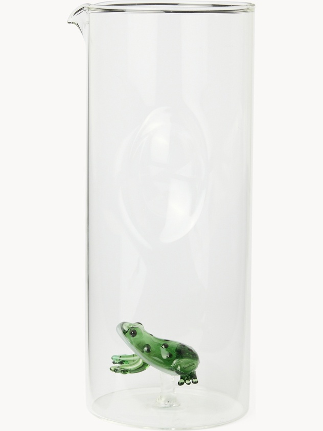 Borosilicate glass carafe with frog detail