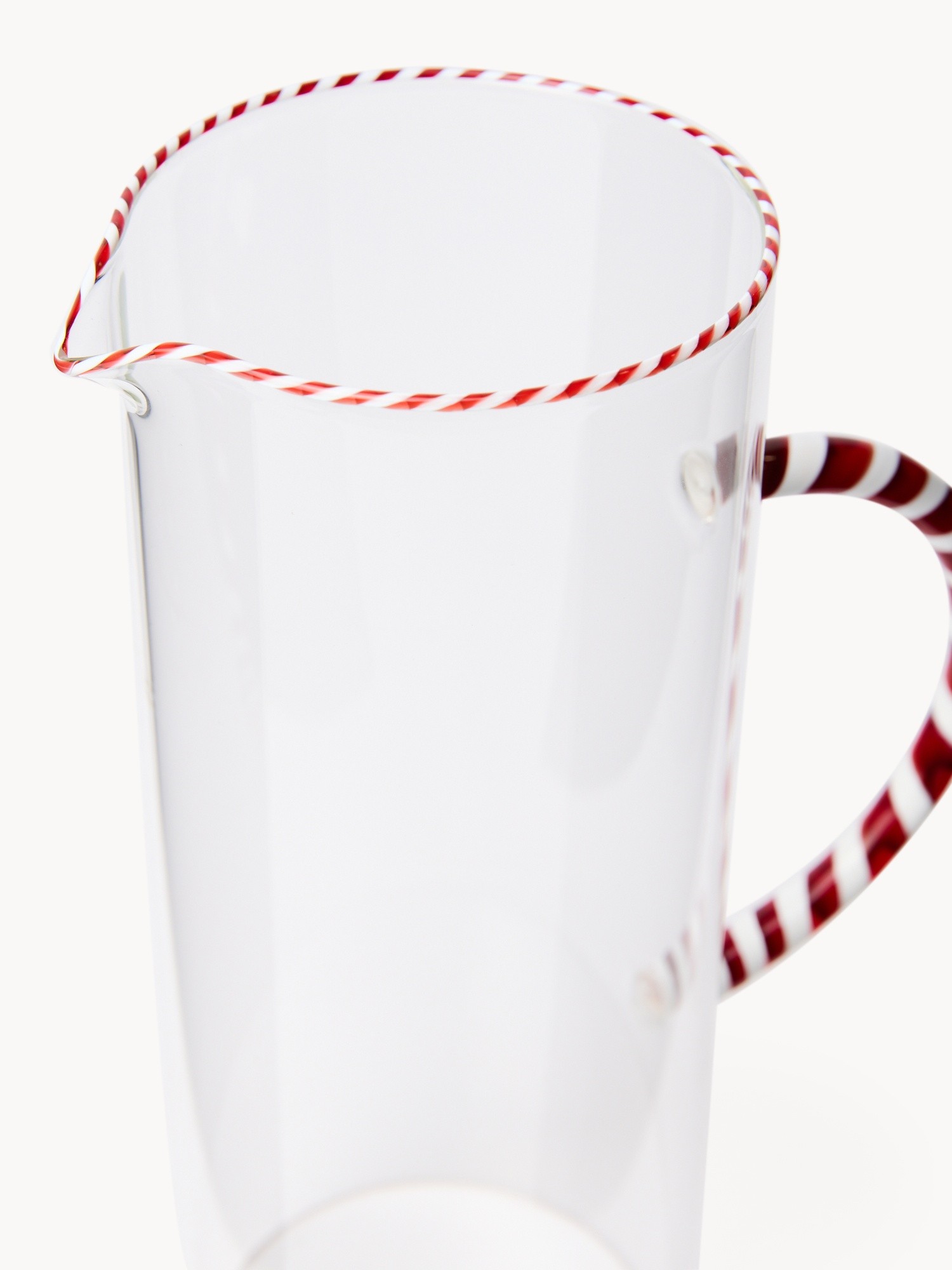 Caraffa in vetro borosilicato manico candycane, Trasparente, large image number 0
