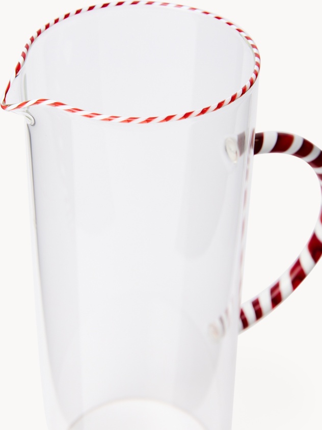 Caraffa in vetro borosilicato manico candycane